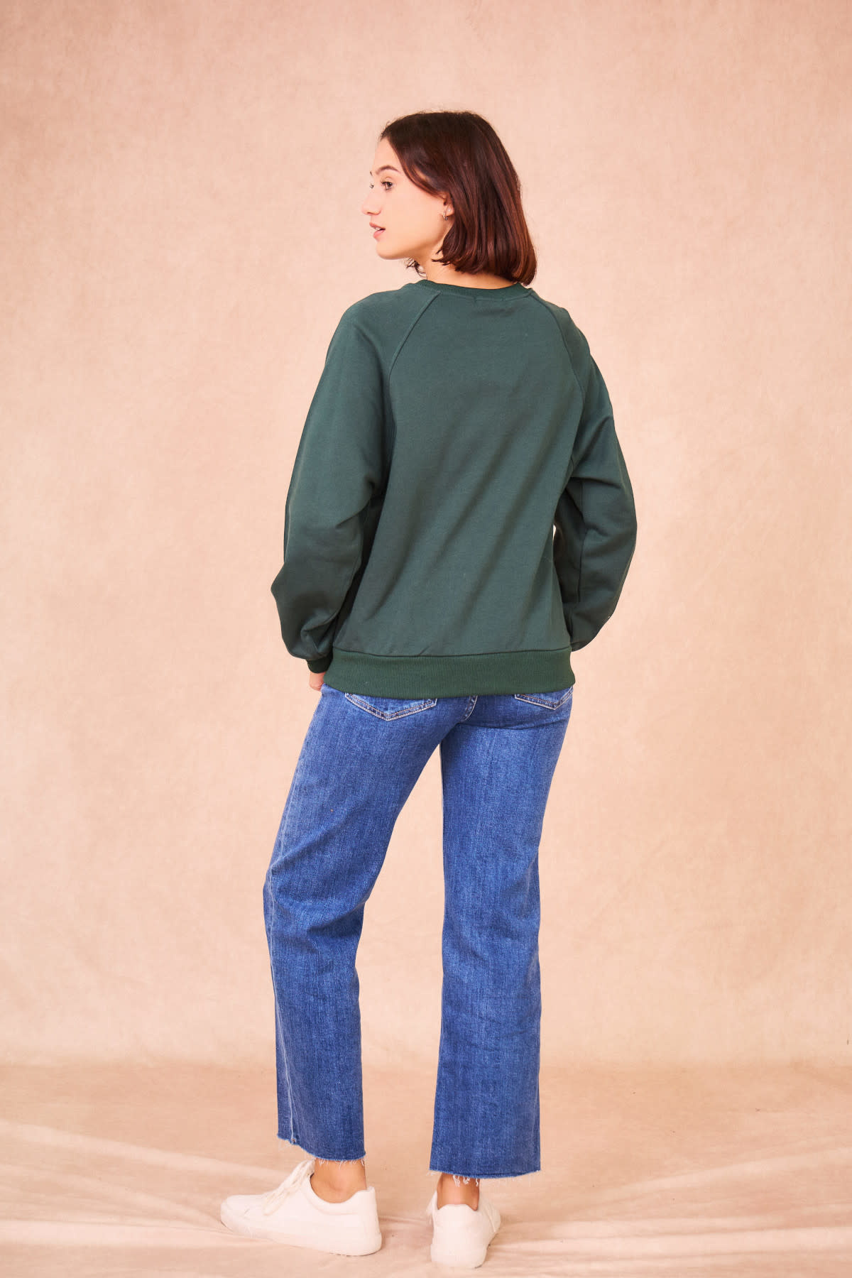 "La vie en rose" coton sweater Pine Green-4
