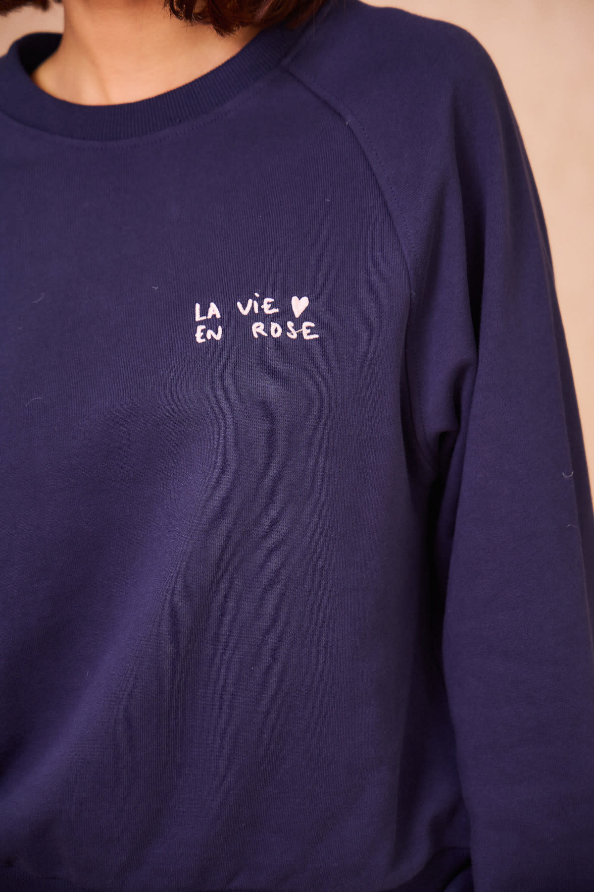 "La vie en rose" coton sweater Marine Blue-3