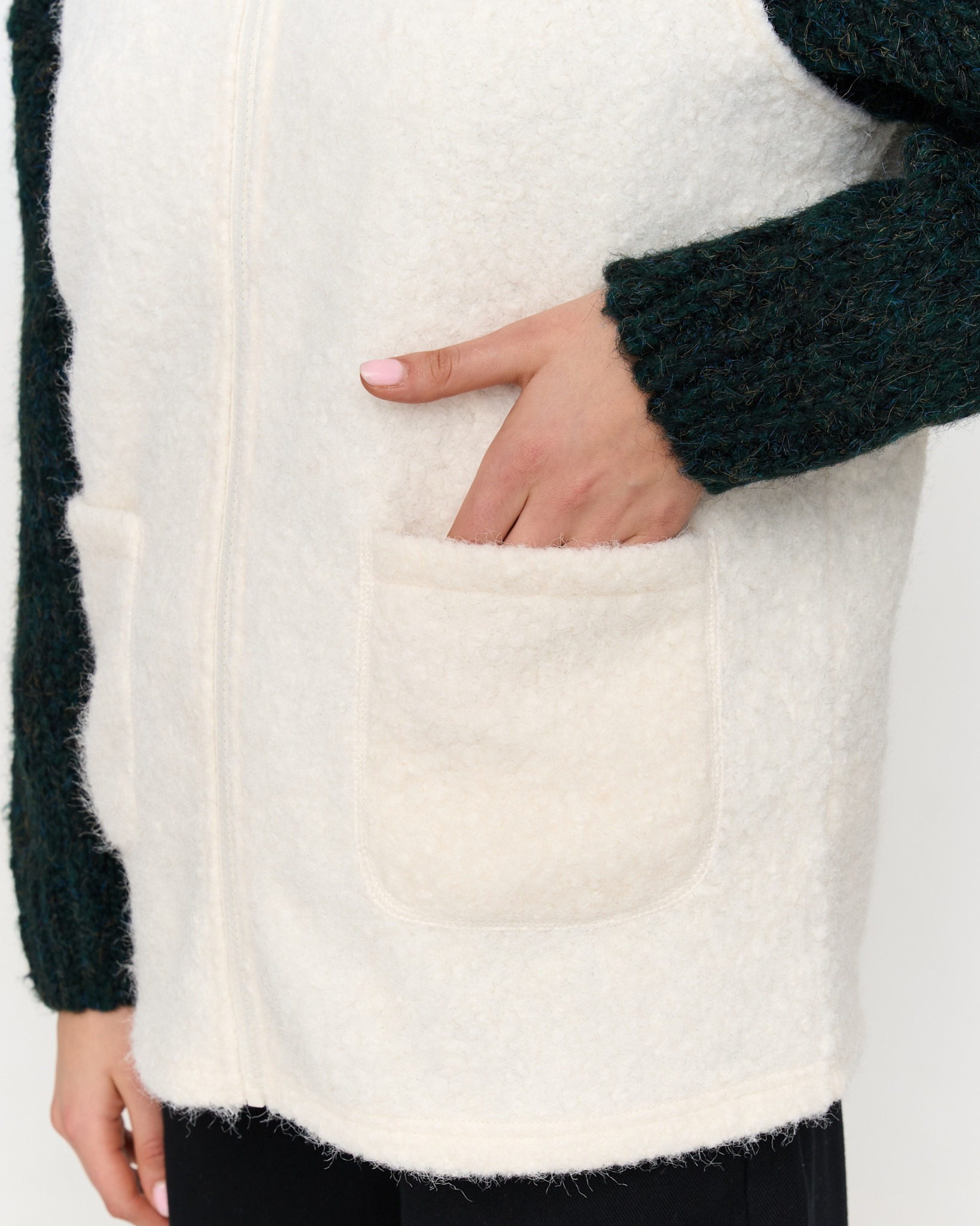 Kay fine boucle gilet bodywarmer White-4