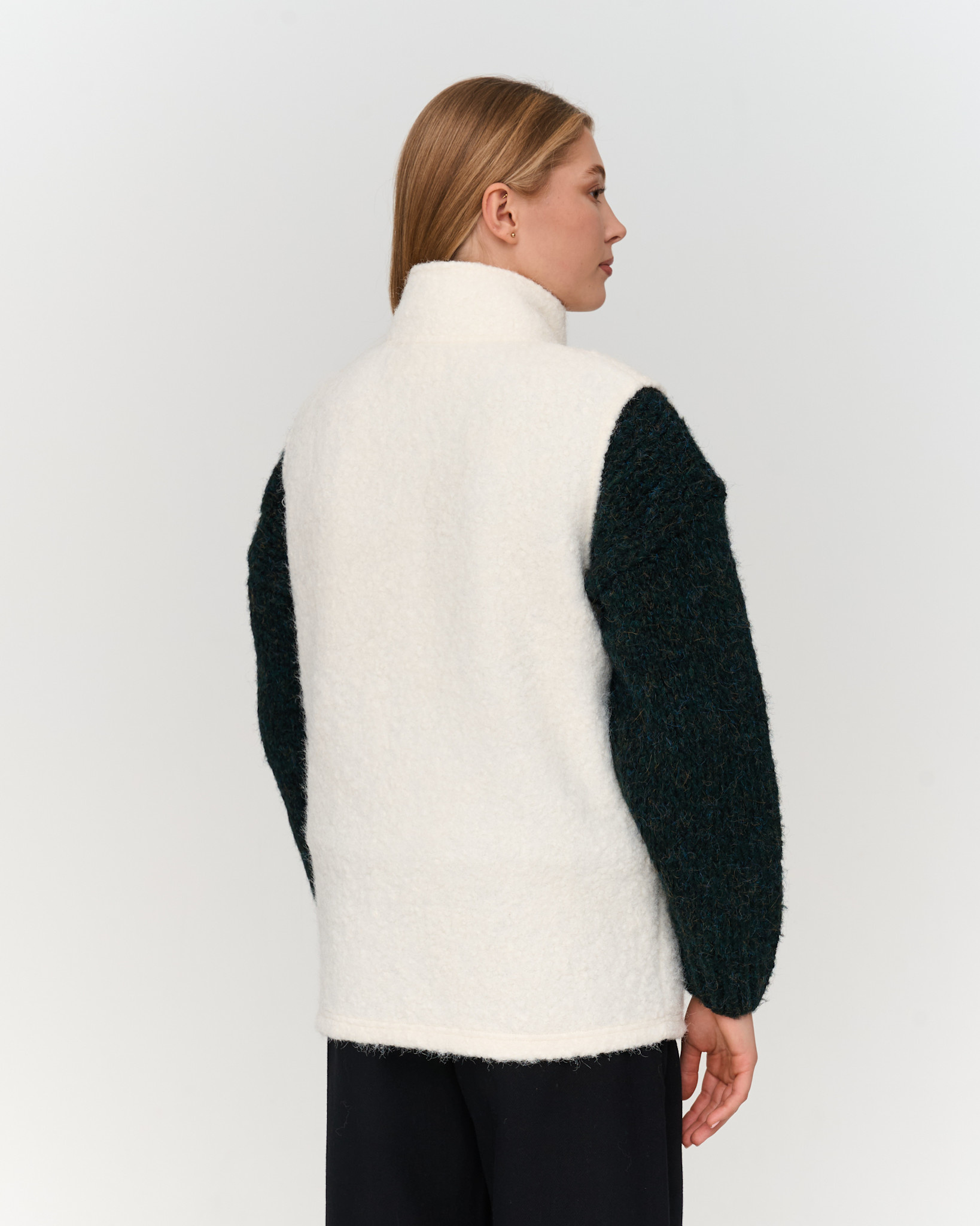 Kay fine boucle gilet bodywarmer White-5