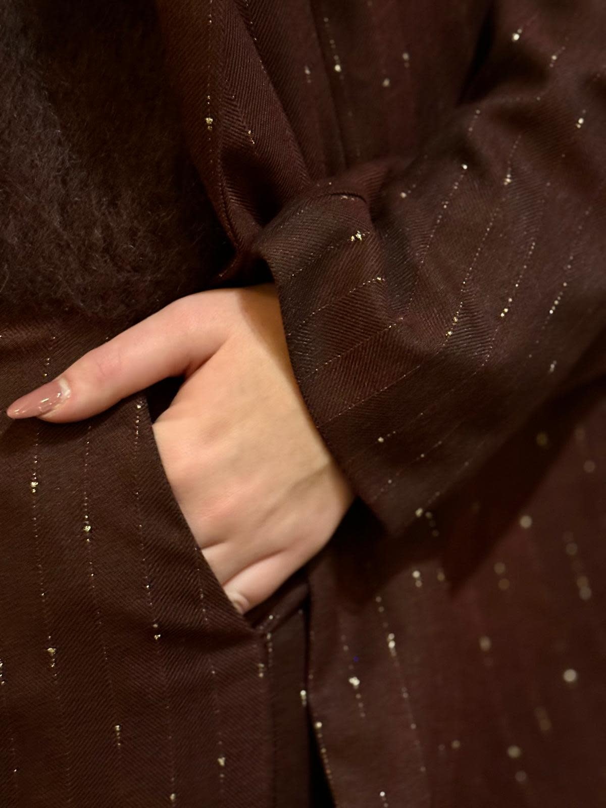 Jaru lurex bouclé pinestripe stretch blazer Burgundy-2