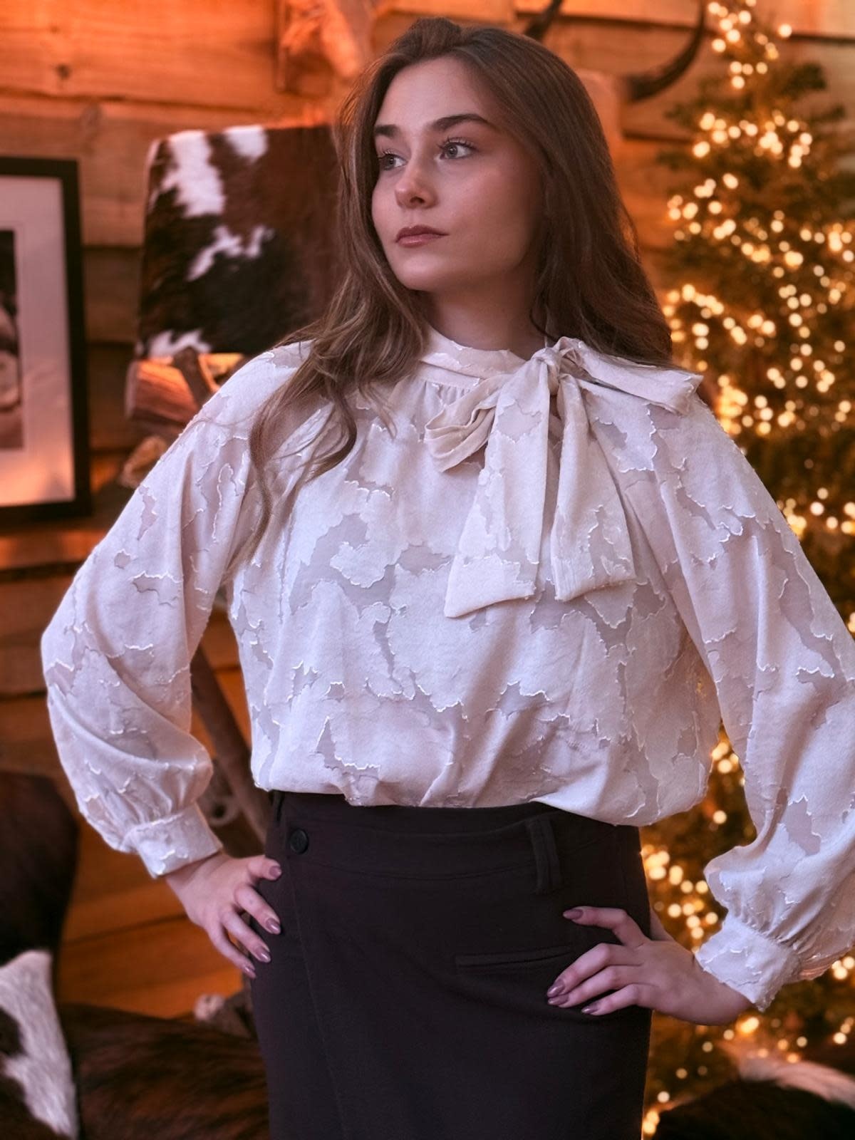 Boulder voile bow blouse Ecru-1