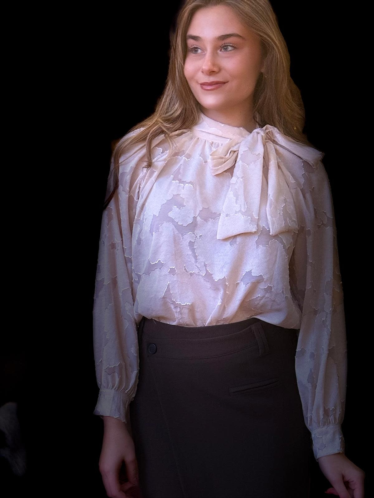 Boulder voile bow blouse Ecru-4