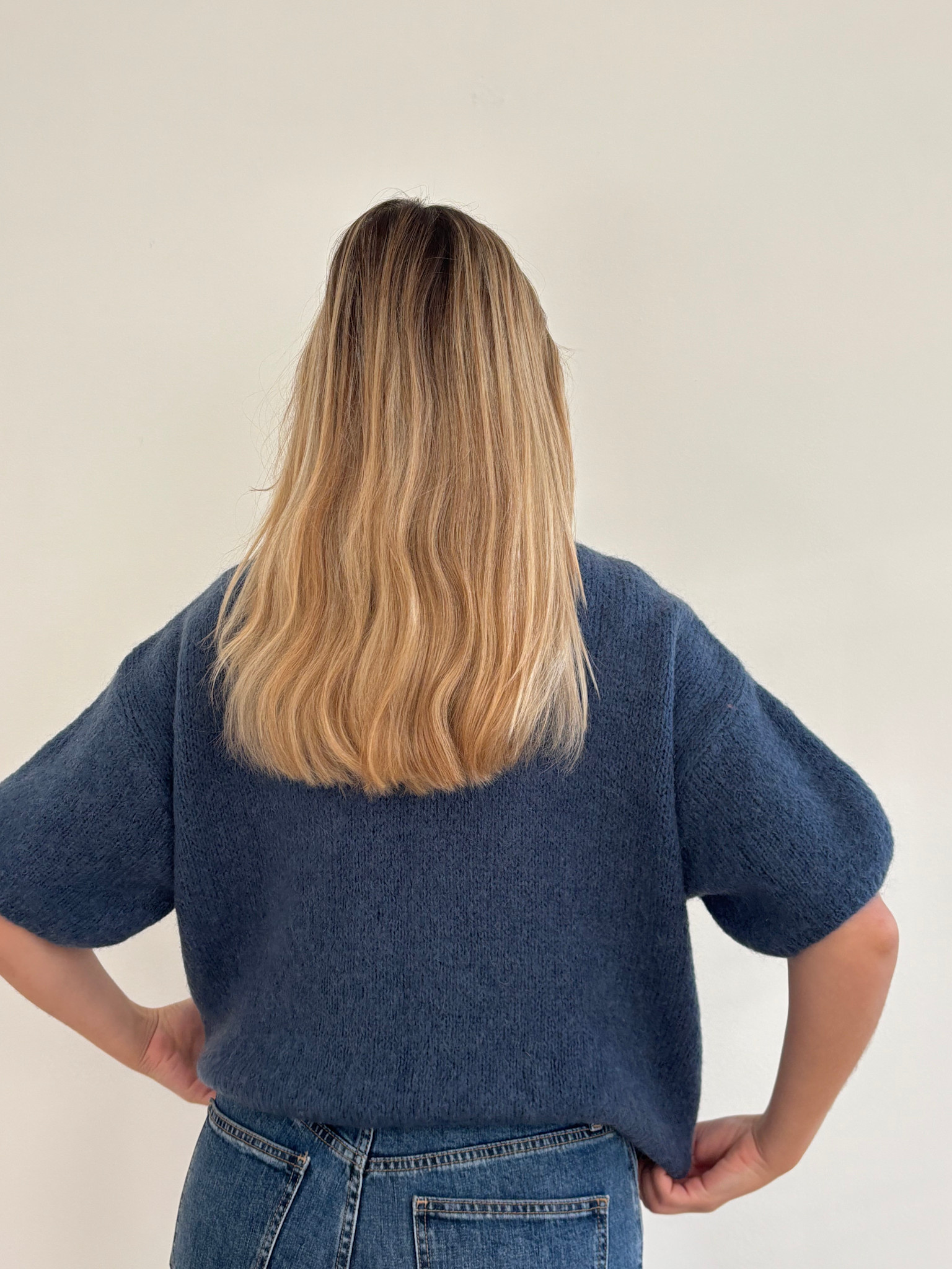 Agnea boxy s/s knit Denim-3