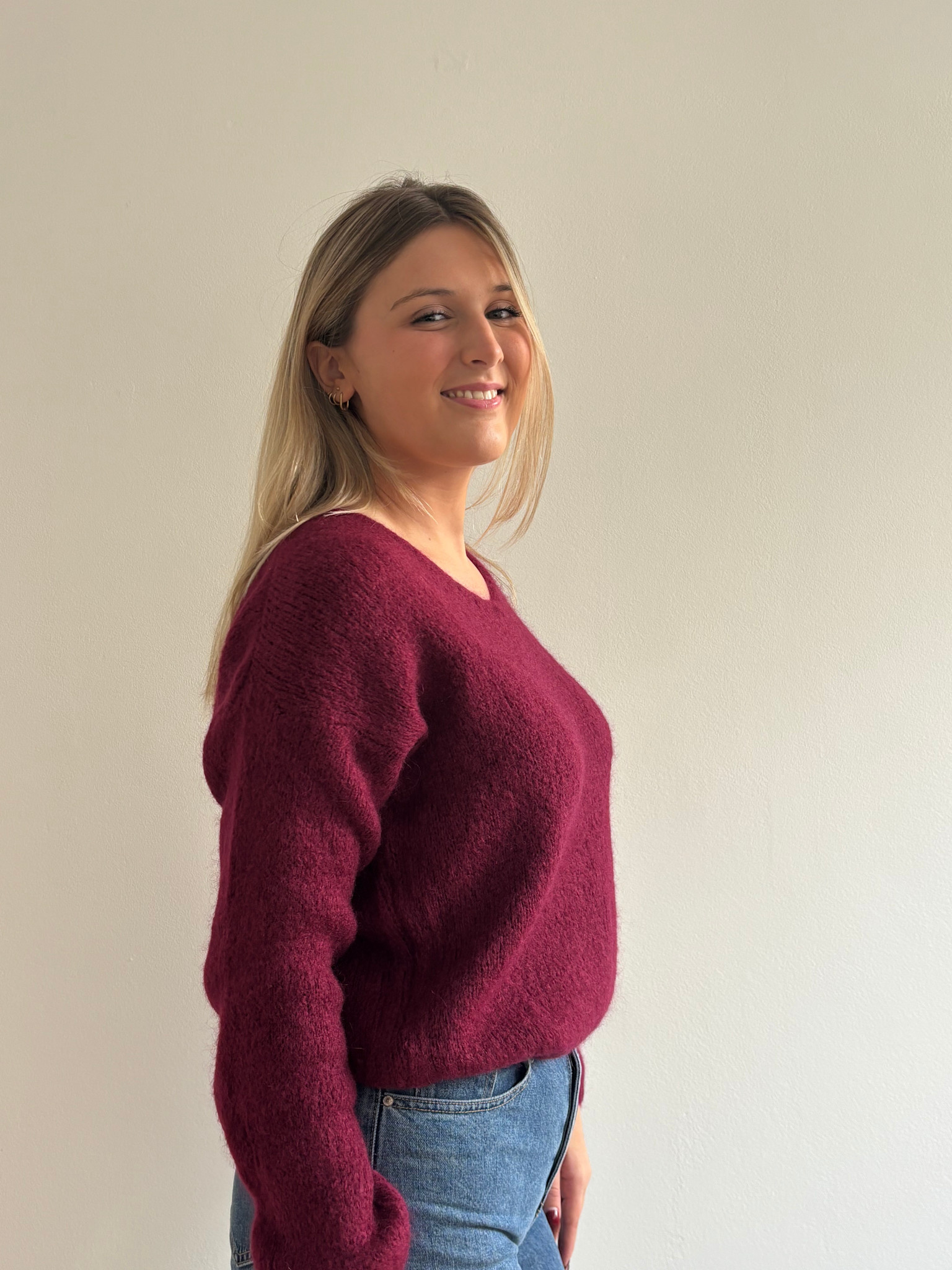 Caro essentiel v-neck knit Bordeaux-2