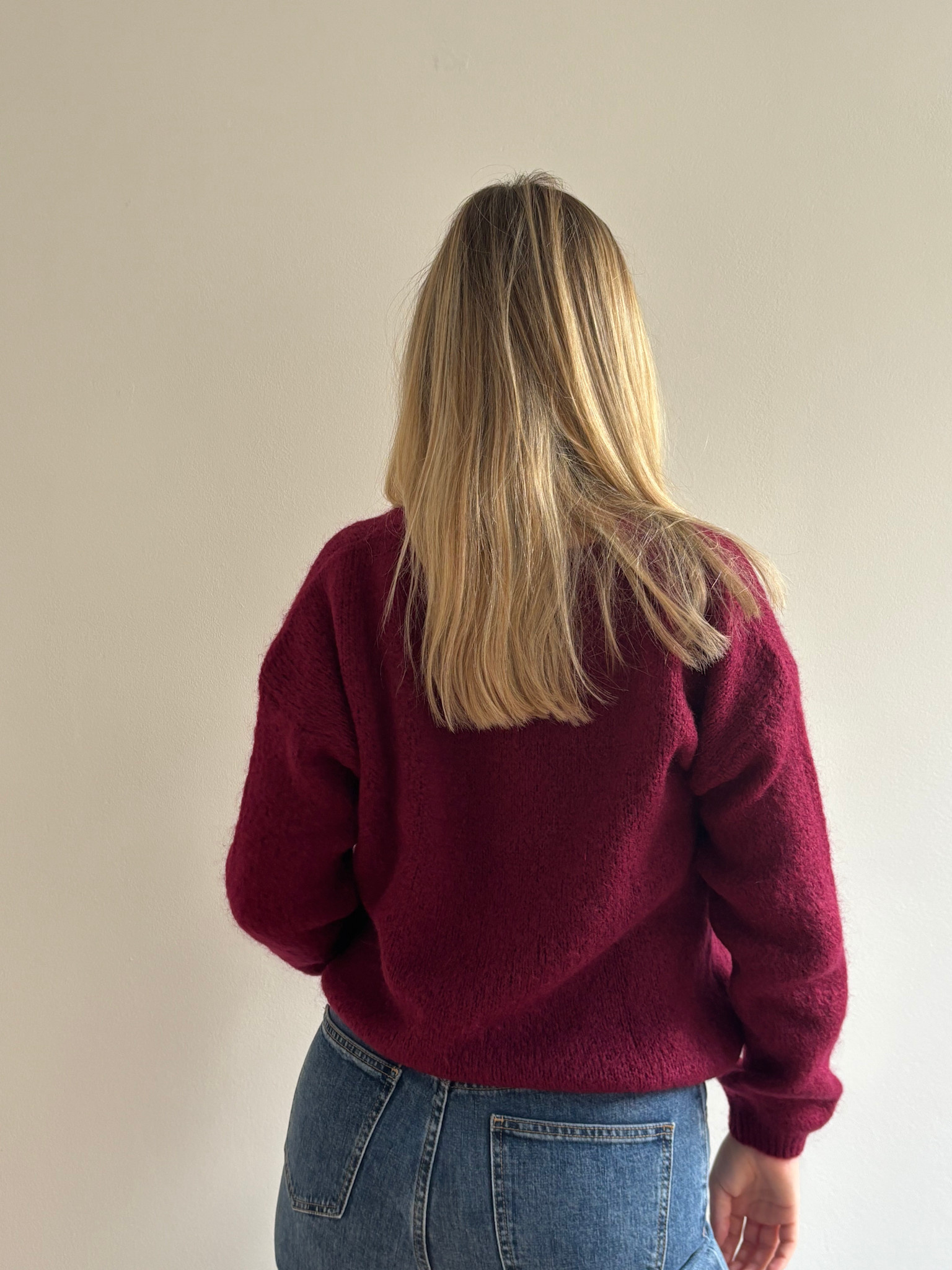 Caro essentiel v-neck knit Bordeaux-5