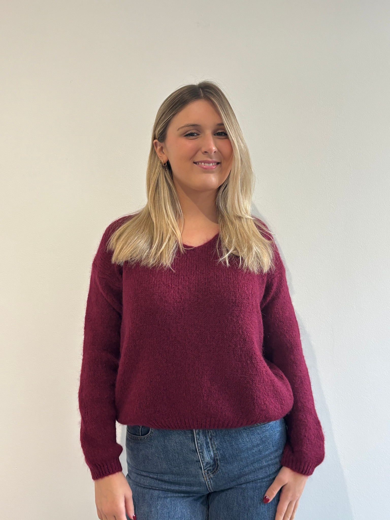 Caro essentiel v-neck knit Bordeaux-1