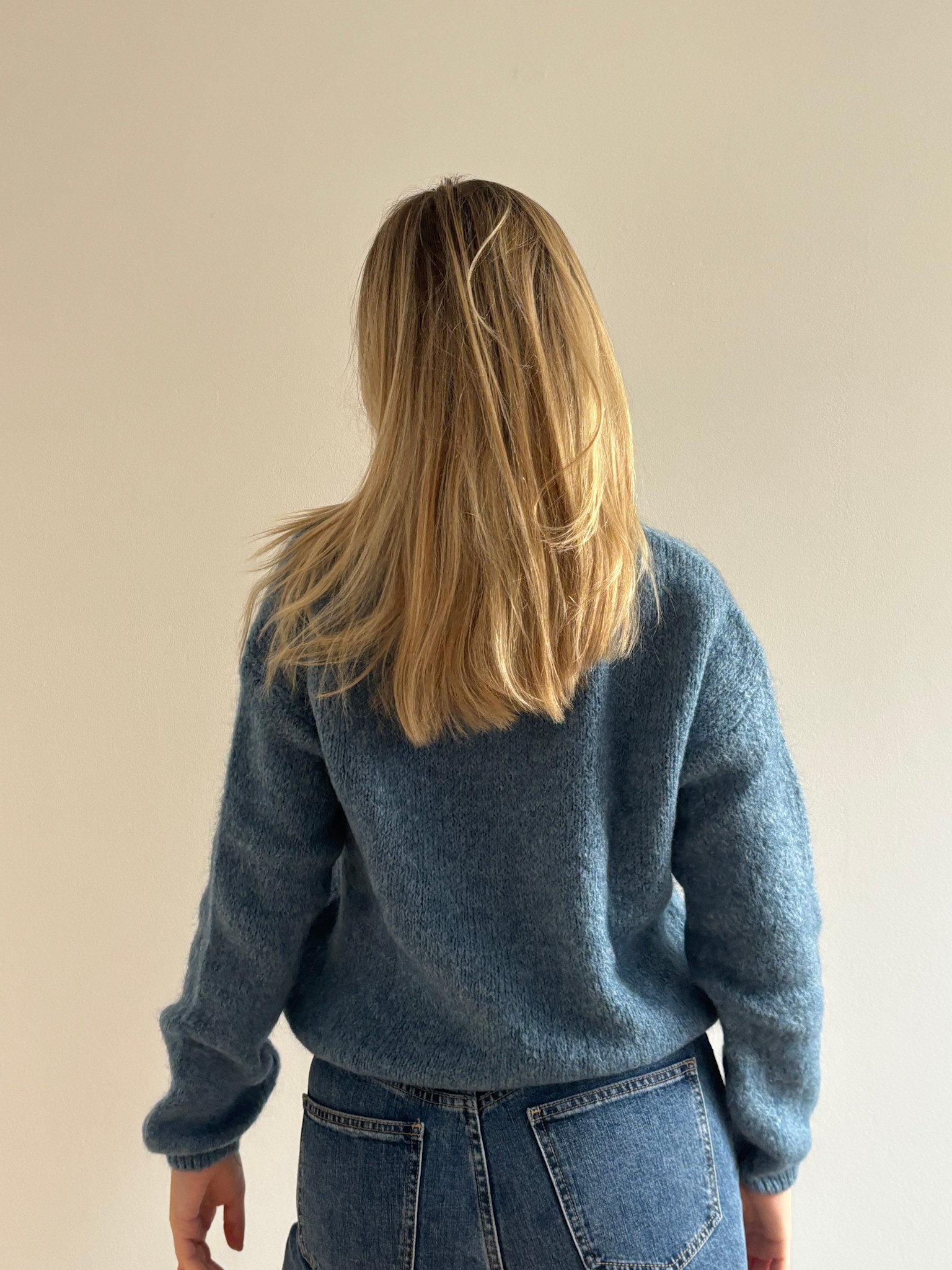 Caro essentiel v-neck knit Denim-2