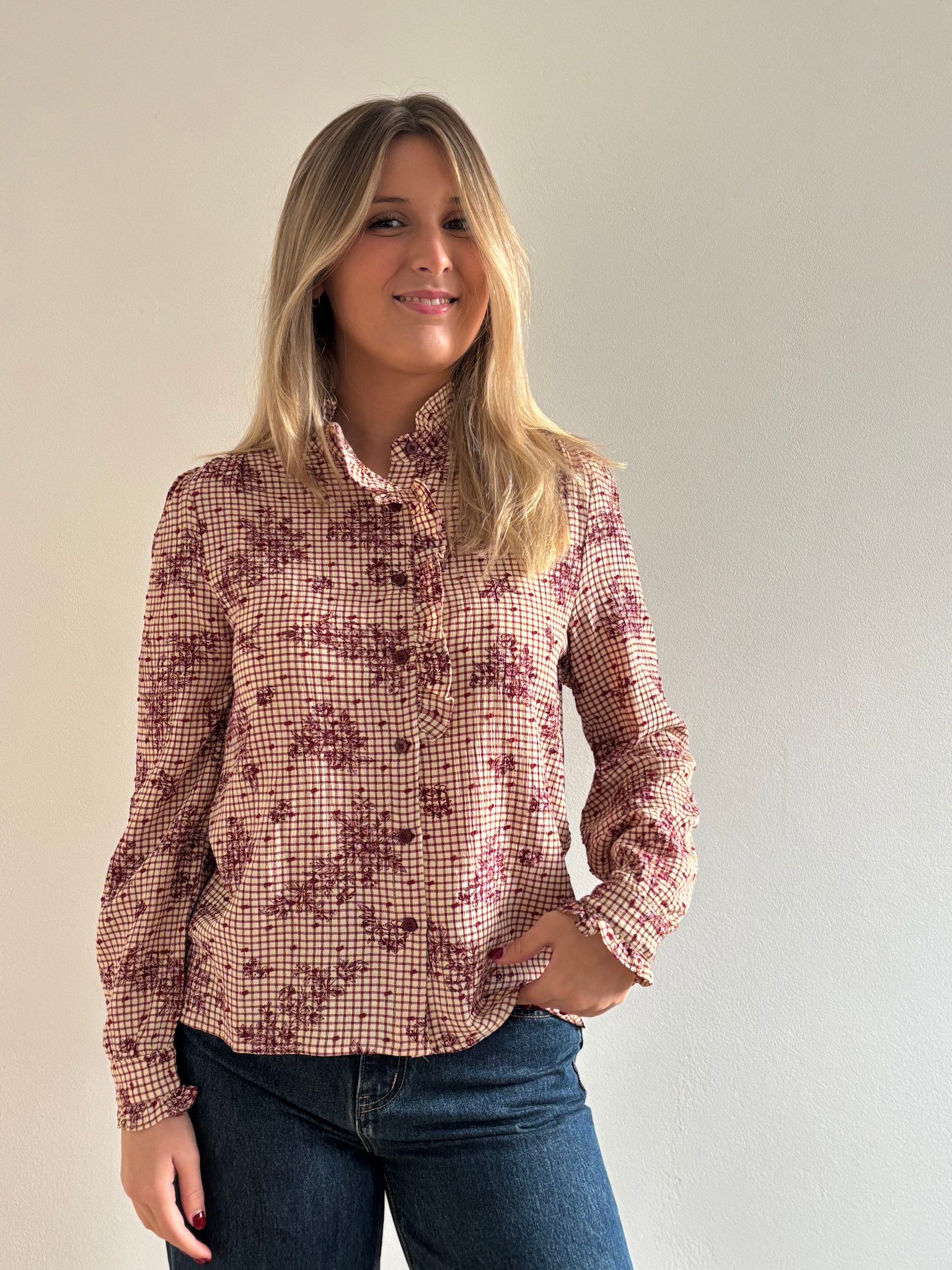 Felicé coton ruches blouse Burgundy-1