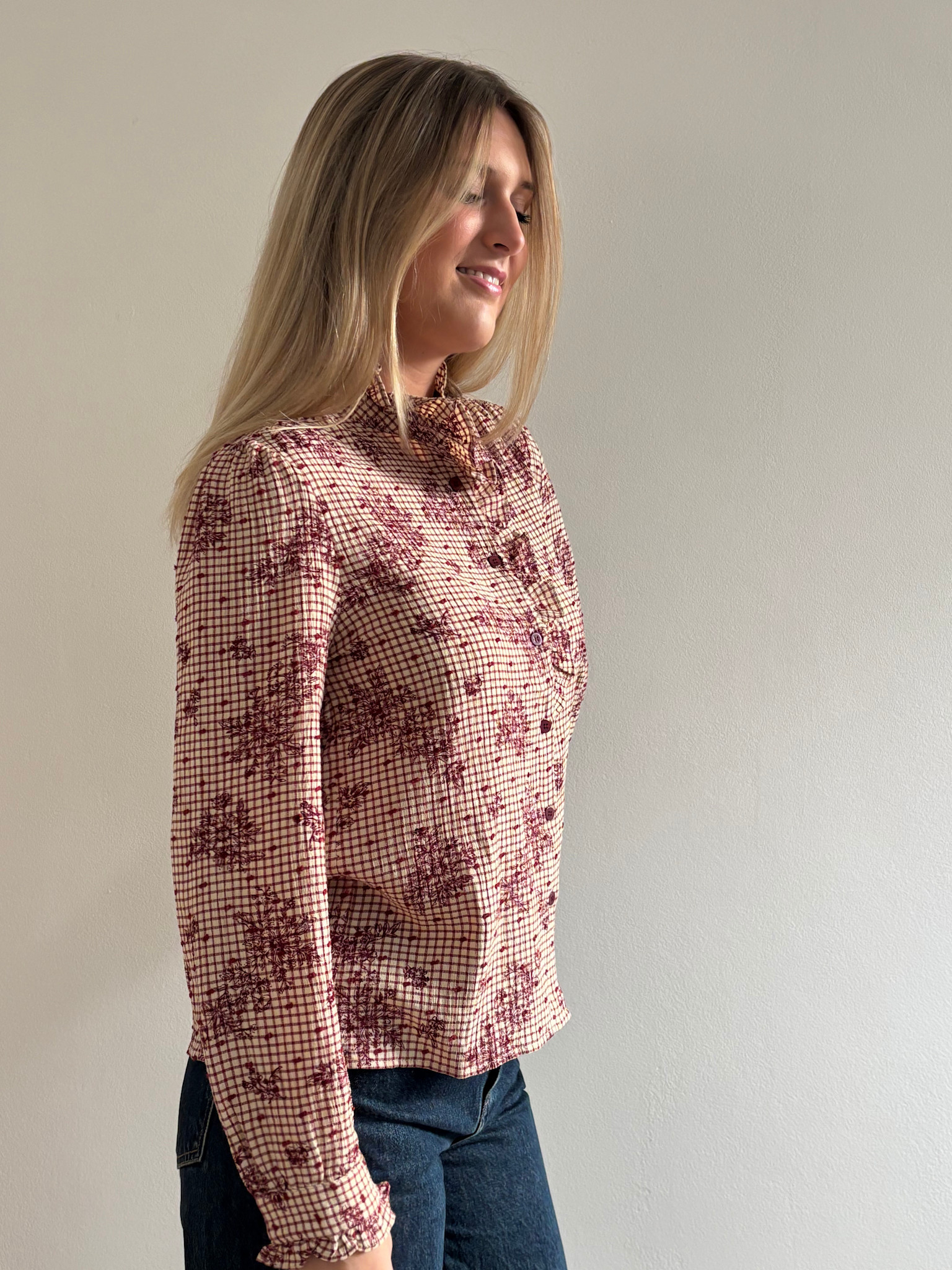 Felicé coton ruches blouse Burgundy-2