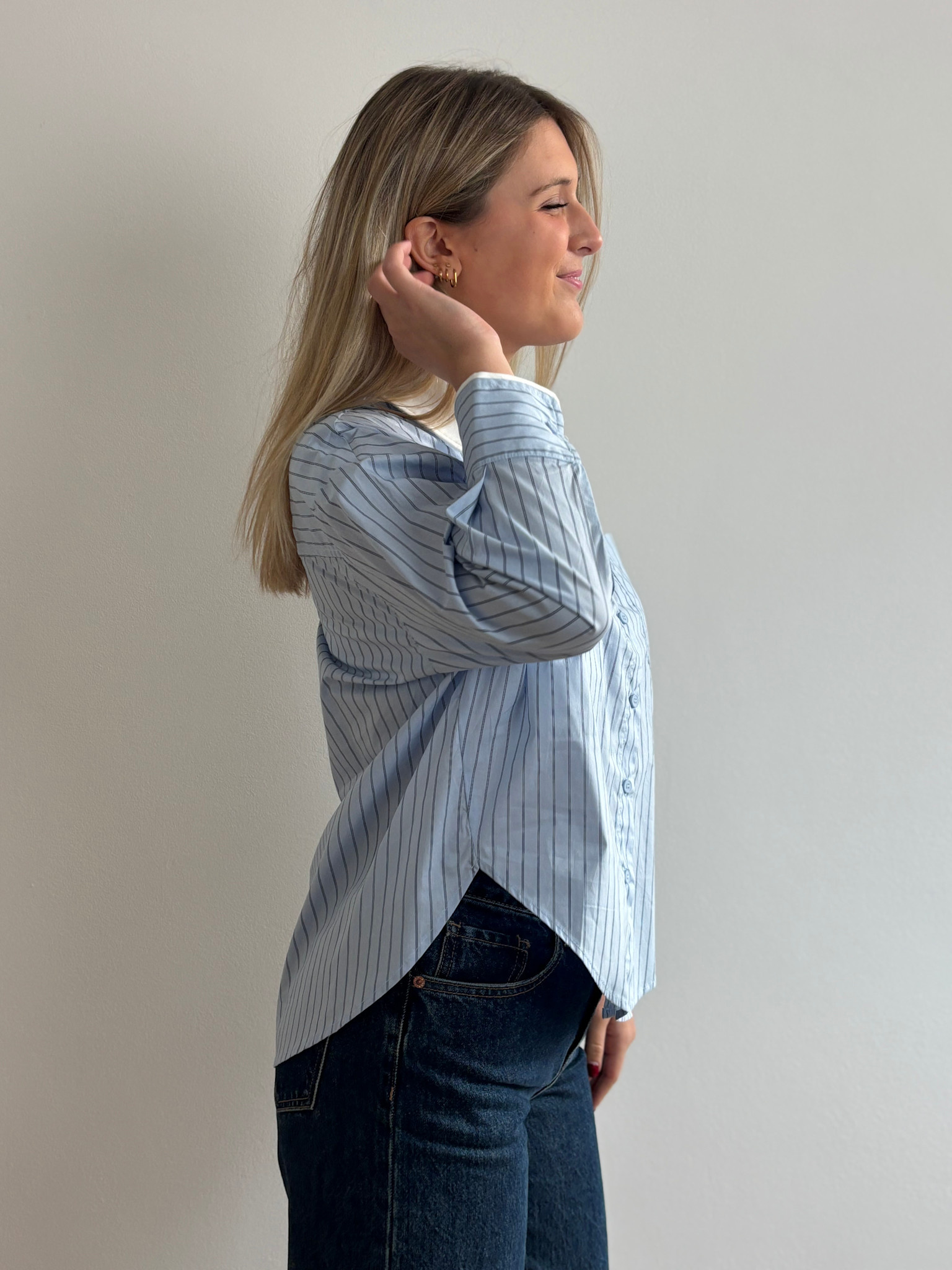 Francis dandy coton pinestripe shirt Blue-2