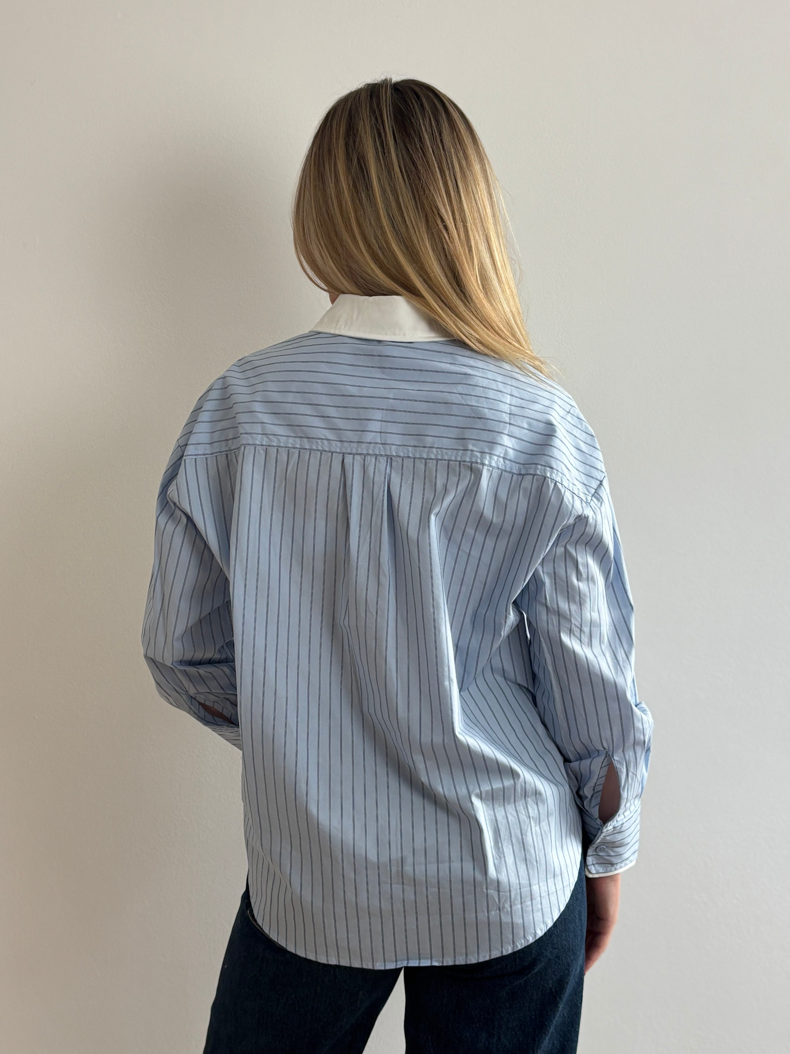 Francis dandy coton pinestripe shirt Blue-3