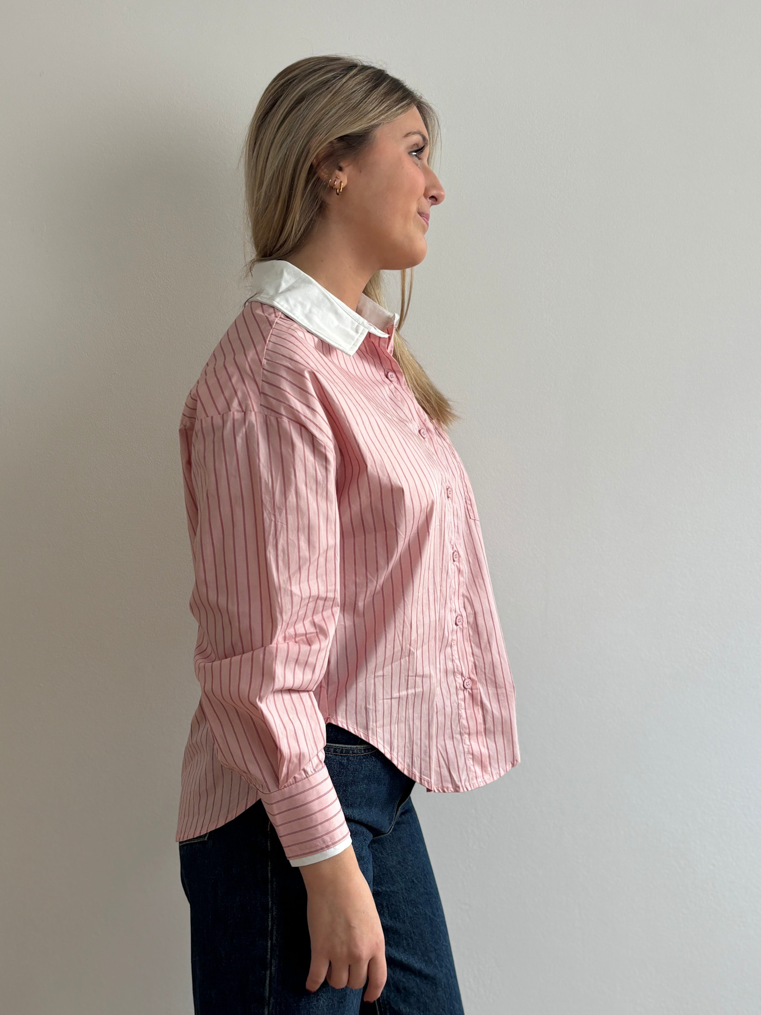 Francis dandy coton pinestripe shirt Pink-3