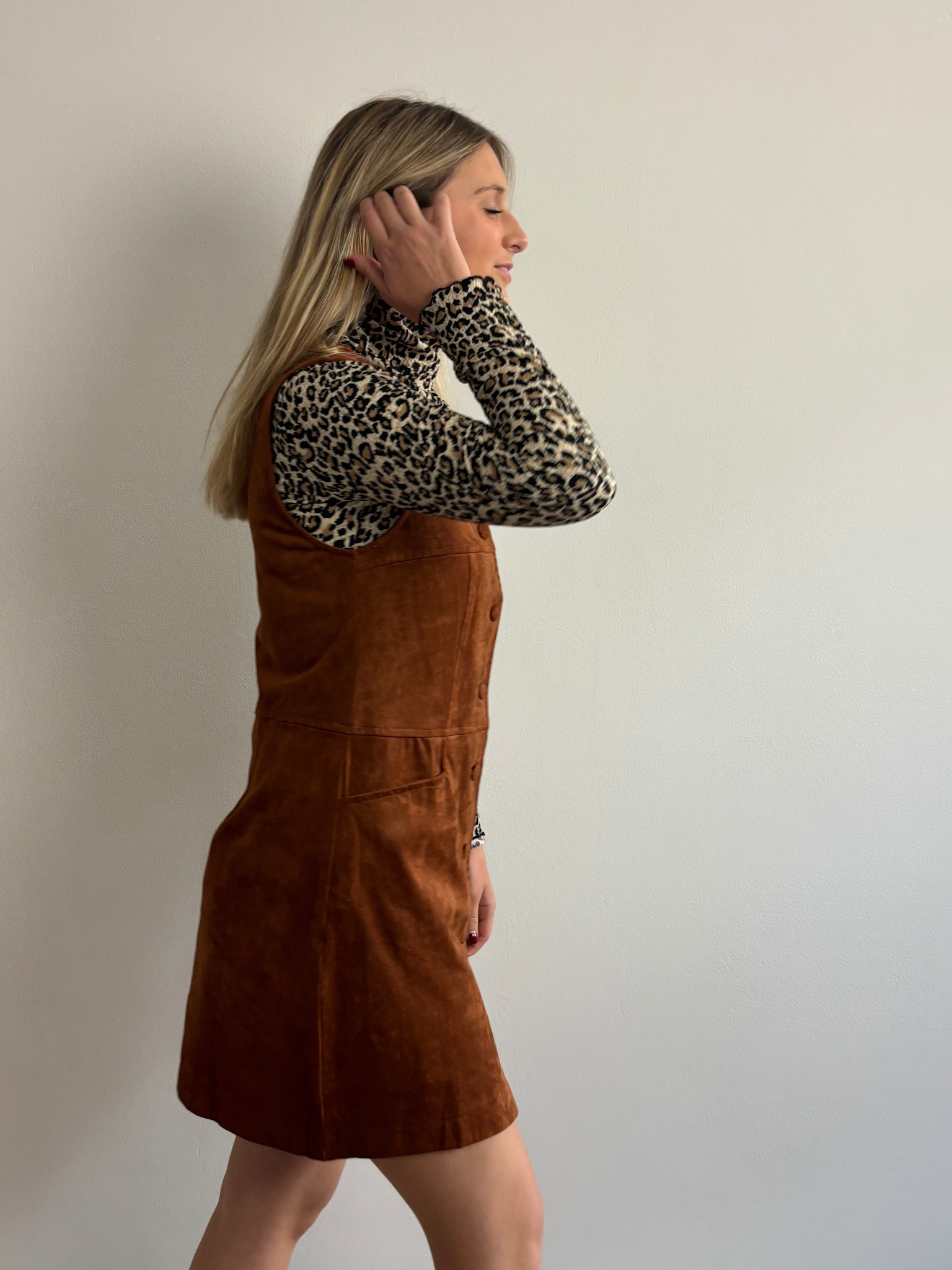 Bo diam sleeveless butomup dress Camel-3