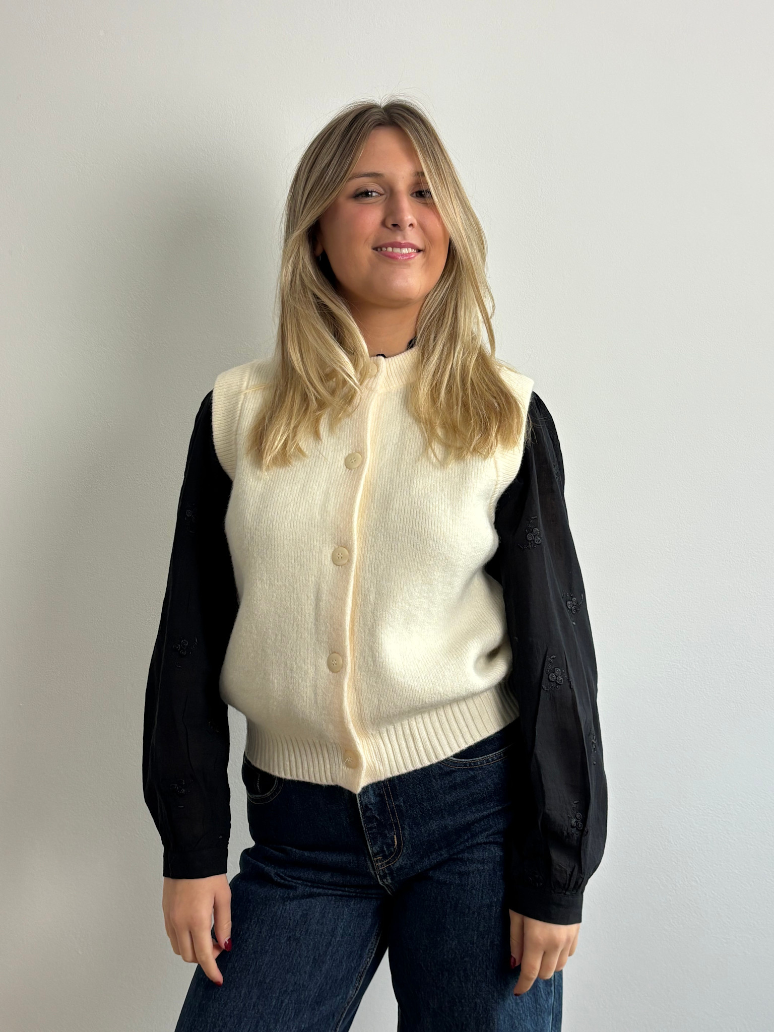 Axele soft butom-up debardeur Ecru-1