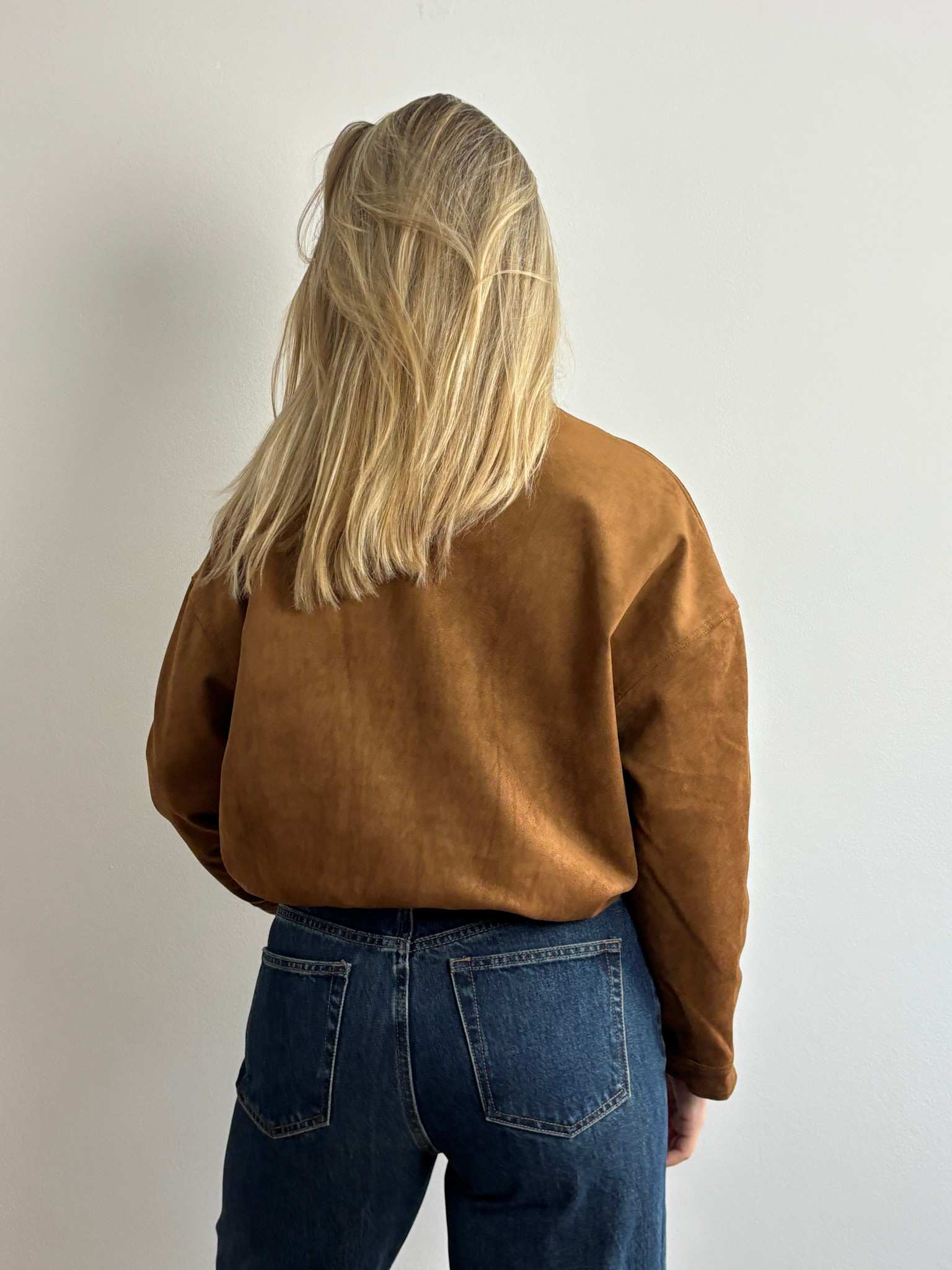 Babou diam leather bomber vest Camel-3