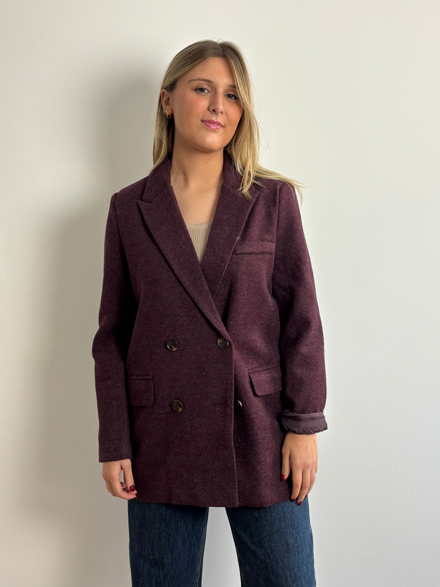 Jill wool blazer jacket Prume Burgundy-1