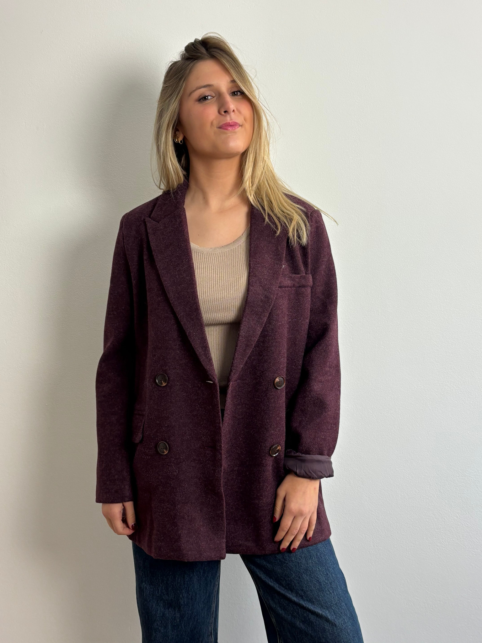 Jill wool blazer jacket Prume Burgundy-2