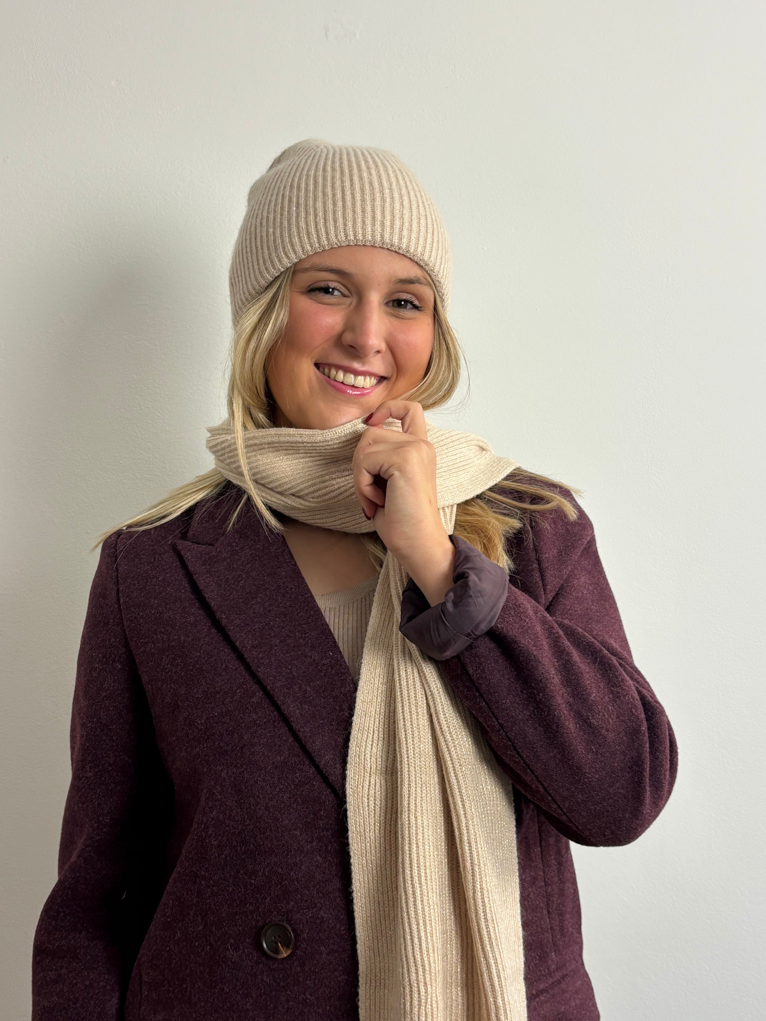 Lana viscose sparkeling scarf Creme-1