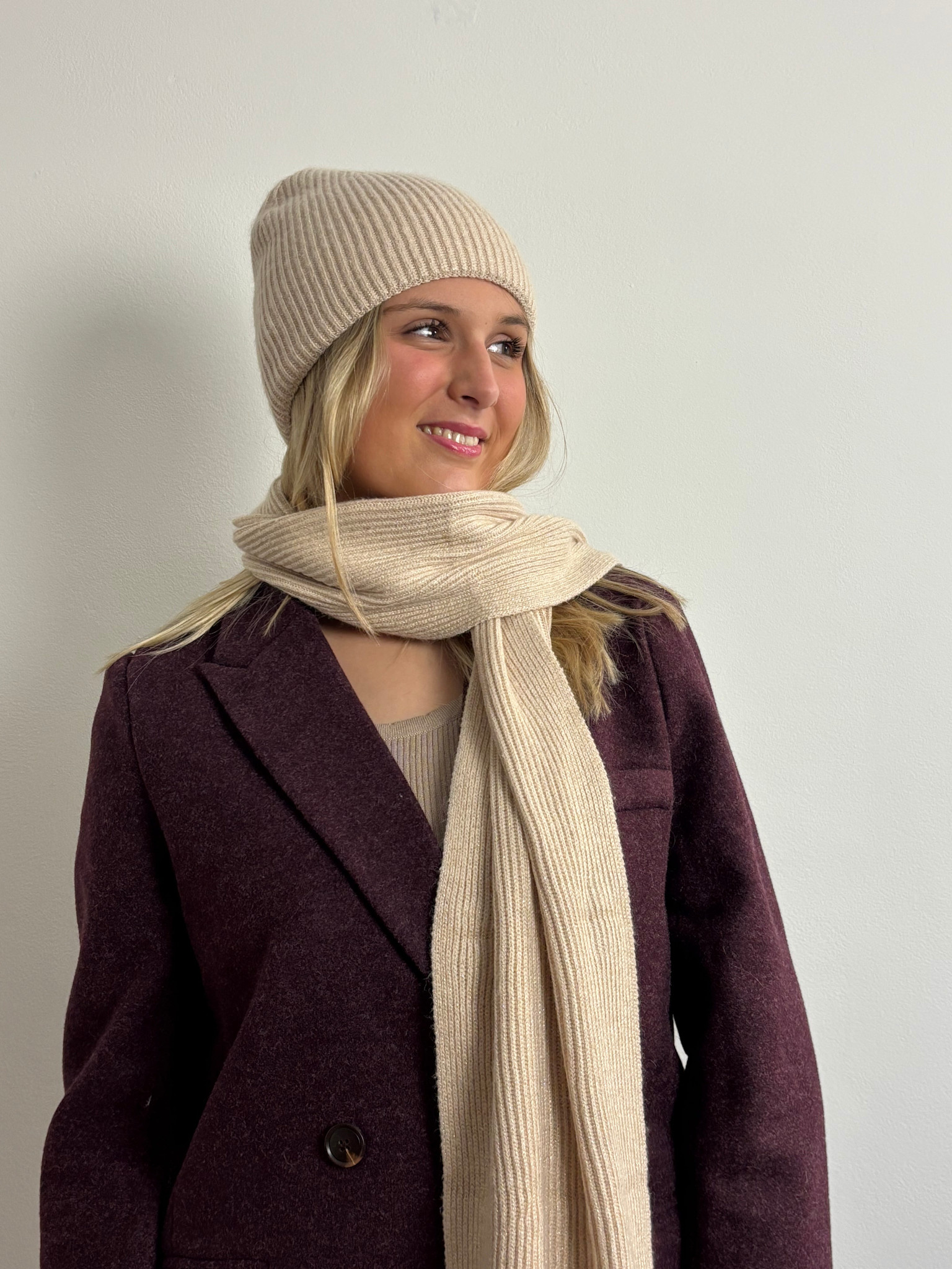 Lana viscose sparkeling scarf Creme-2