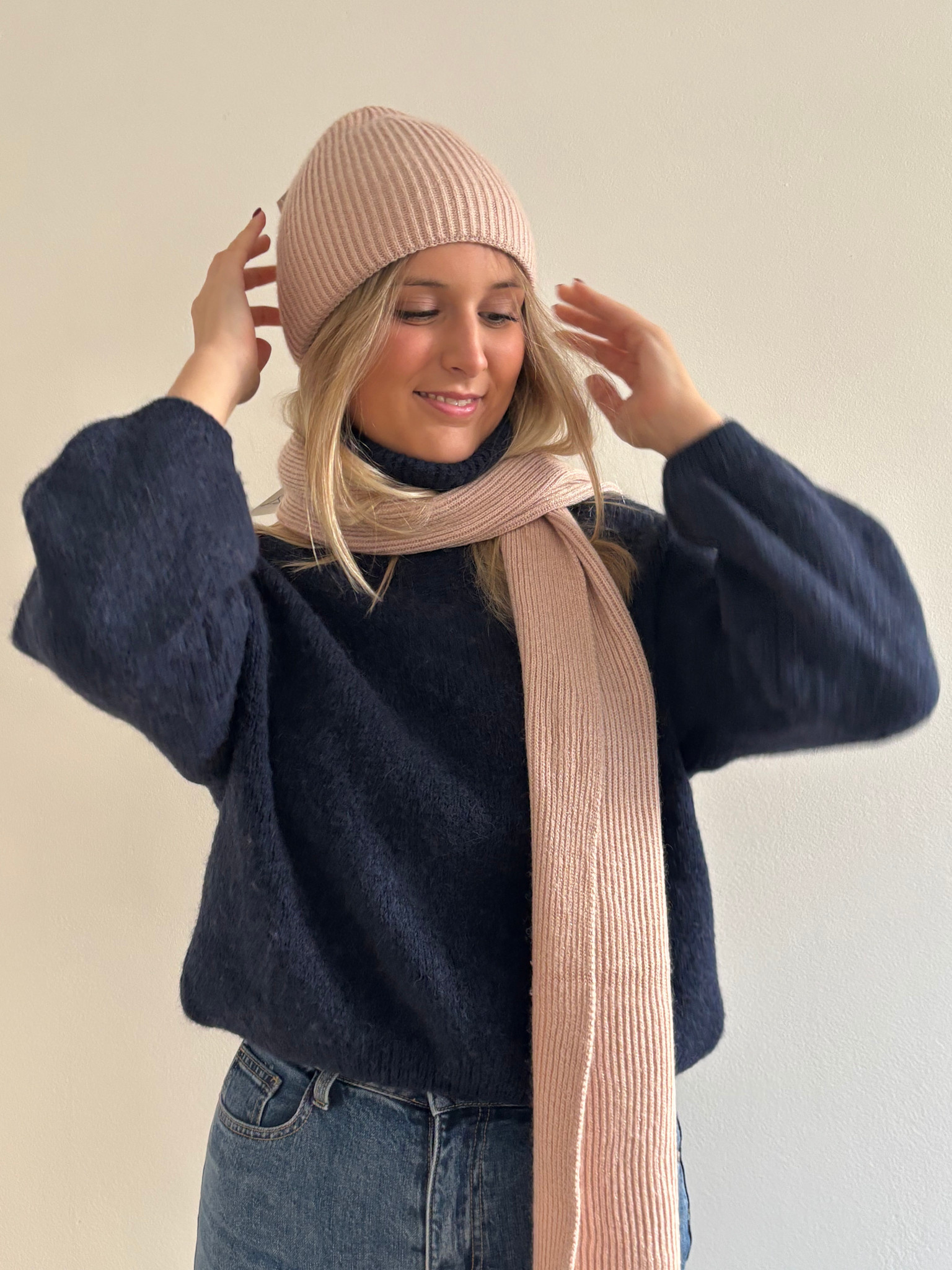 Lana viscose sparkeling scarf Rosé-2