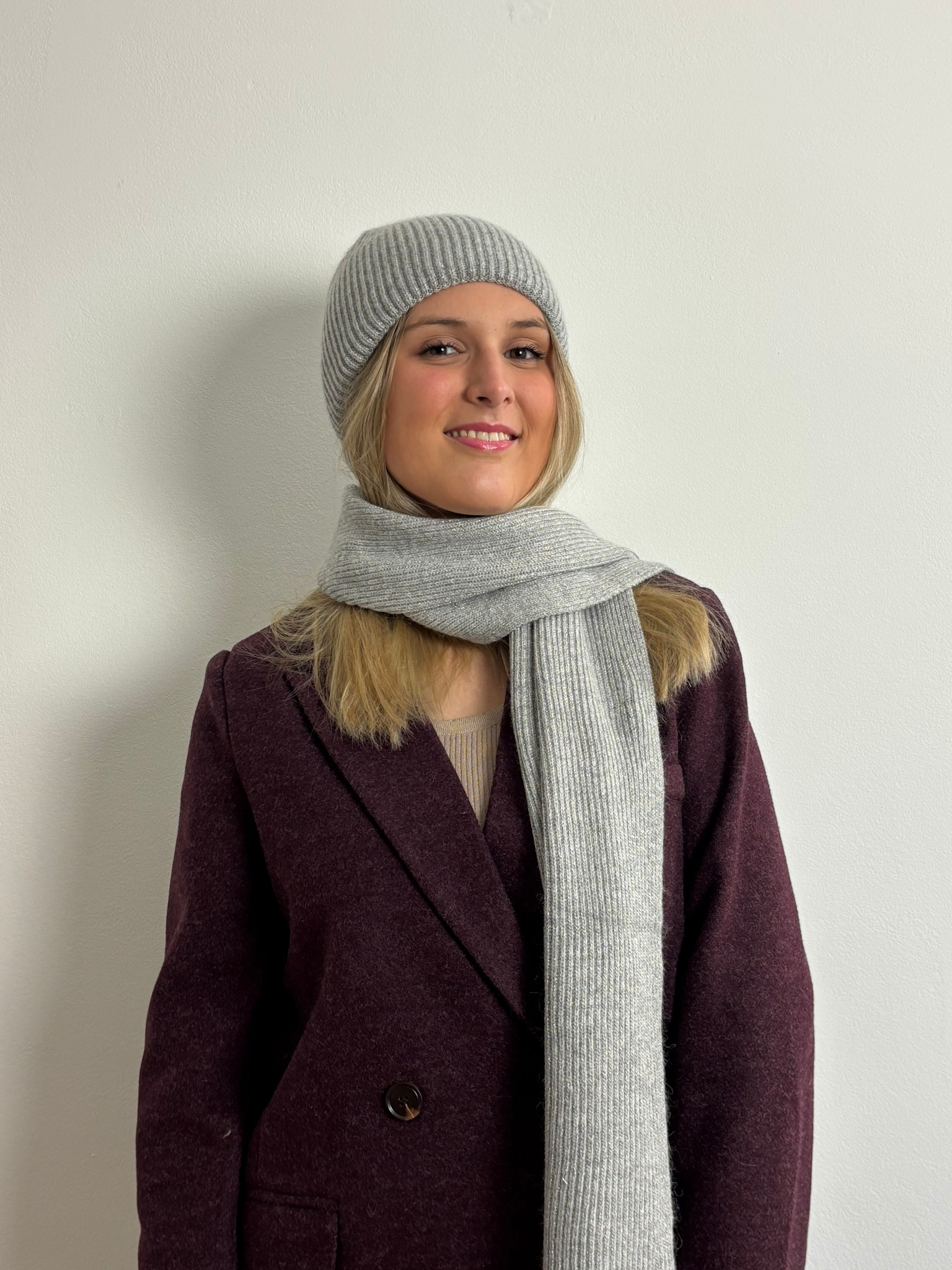 Lana viscose sparkeling scarf Grey-3