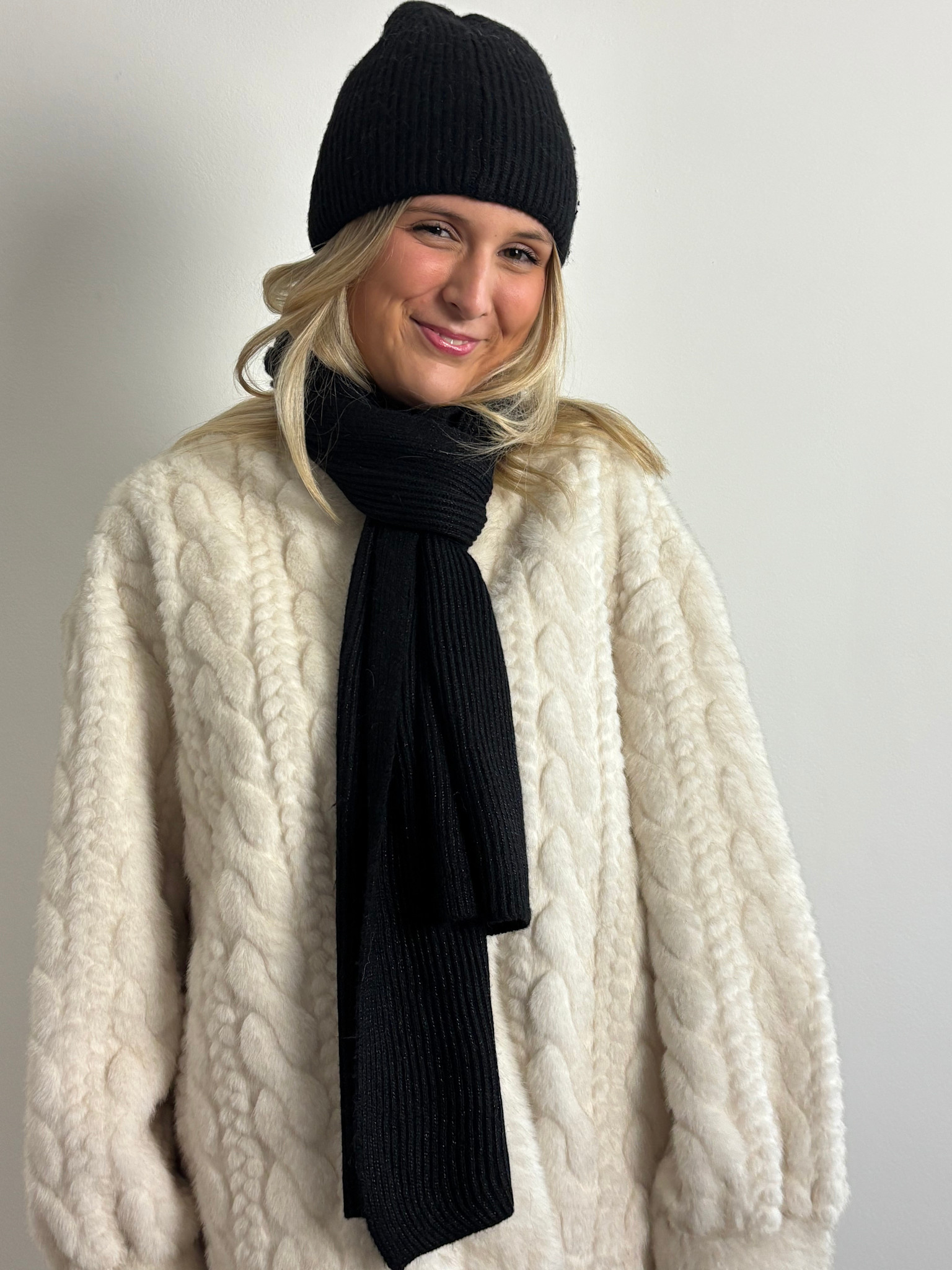 Lana viscose sparkeling scarf Black-2