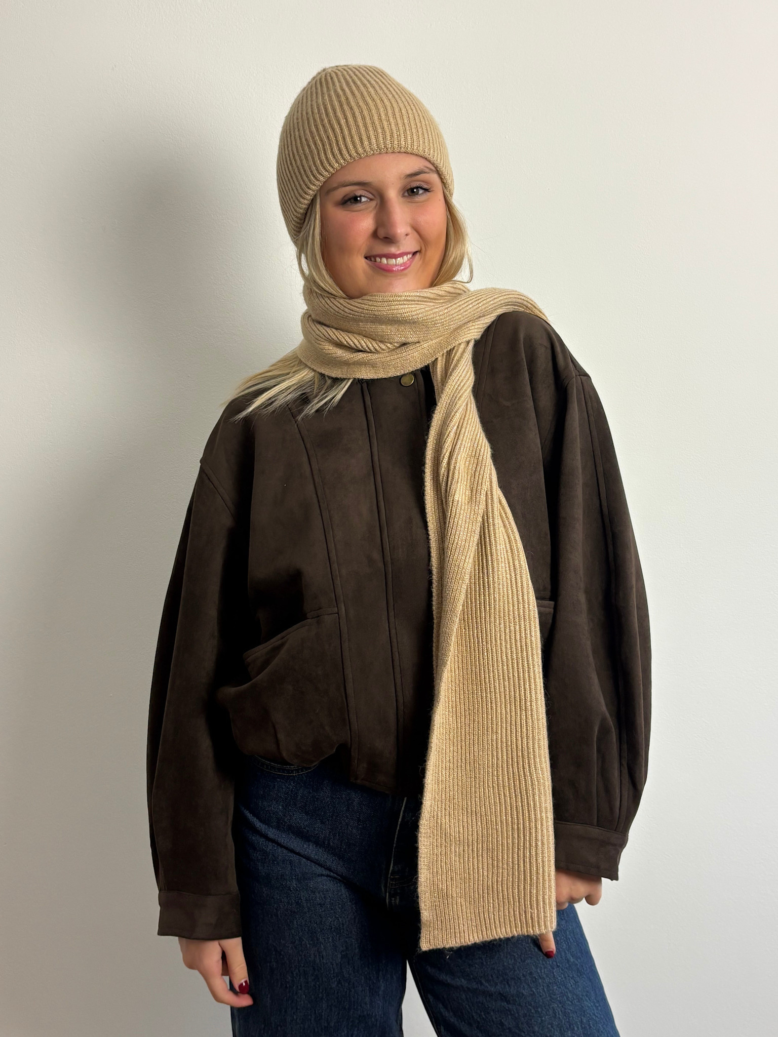 Lana viscose sparkeling scarf Beige-1