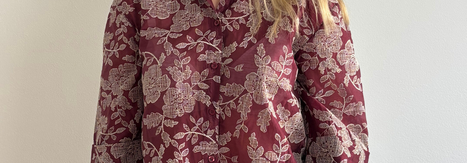 Bakis lyocel voile broderie blouse Burgundy