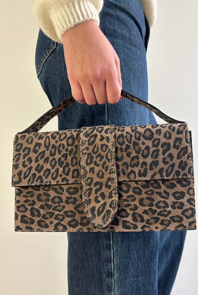Farou rectangle calf leather bag Leopard