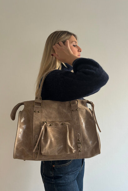 Balencia genuine leather city bag Beige