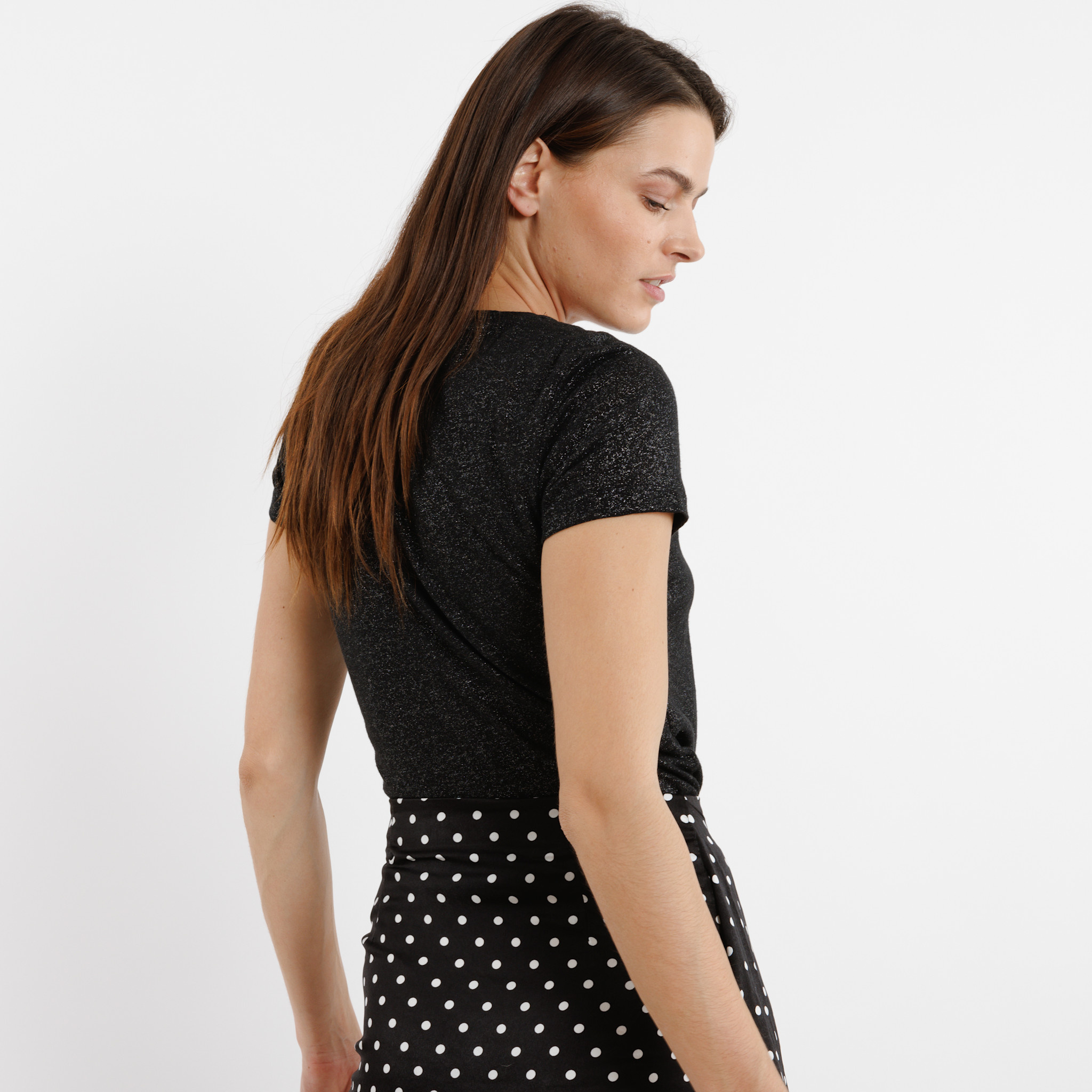 Aerin sparkle basic tshirt Black-2