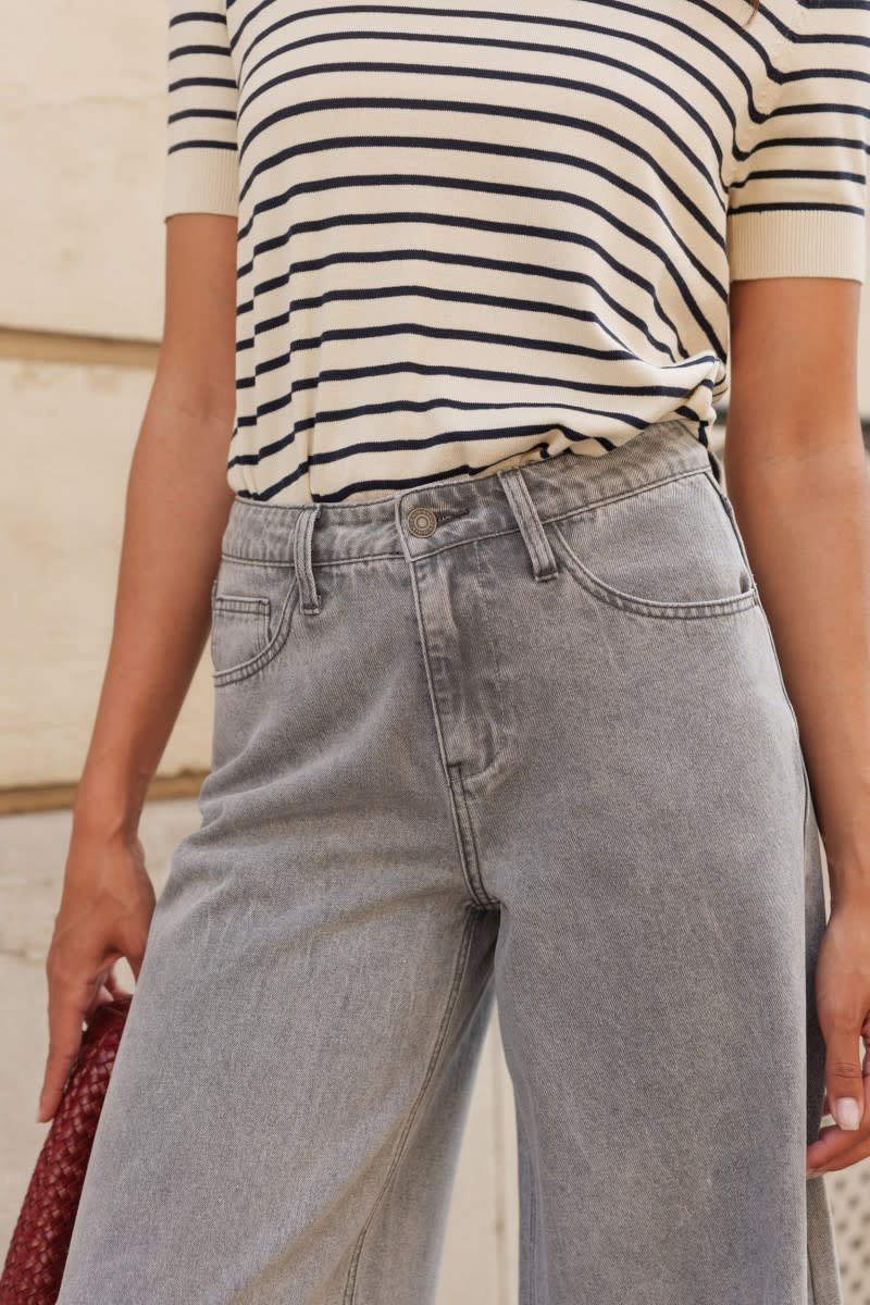 Giovani extra wide palazzo denim Light Grey-3