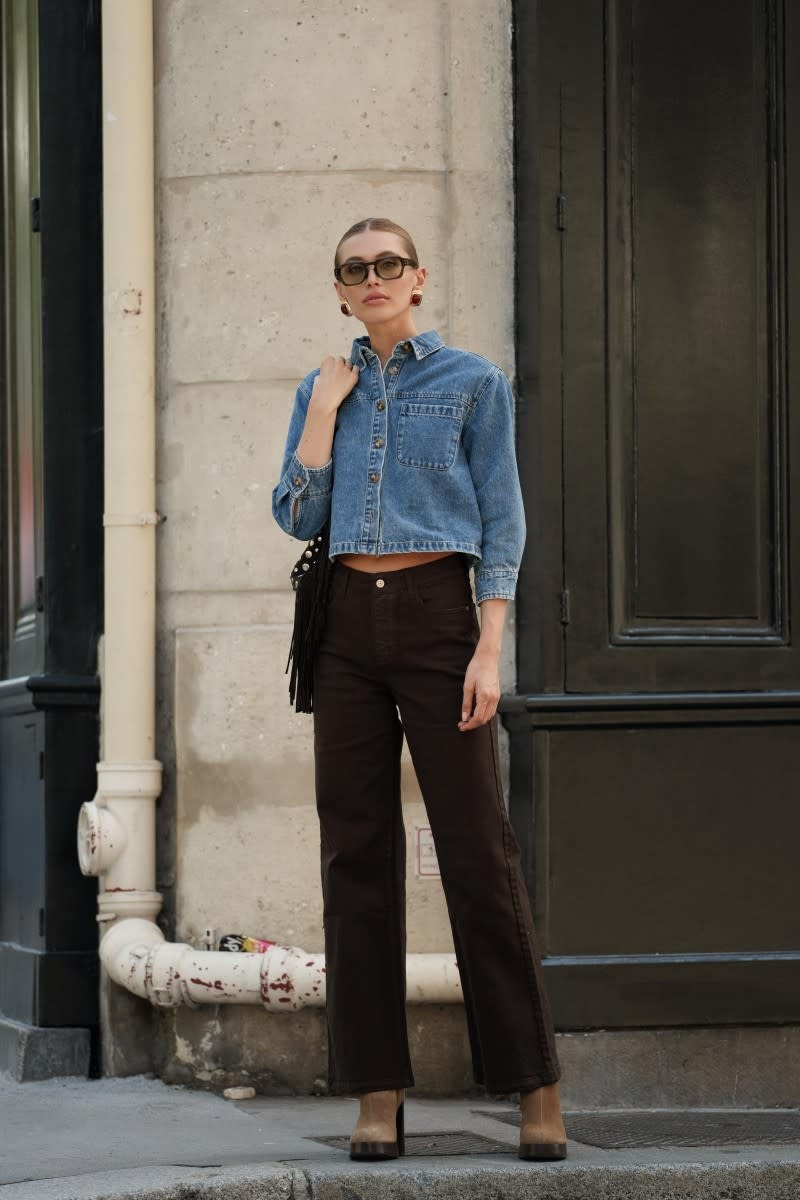 Gabriel straight hw wide jeans Brown-1