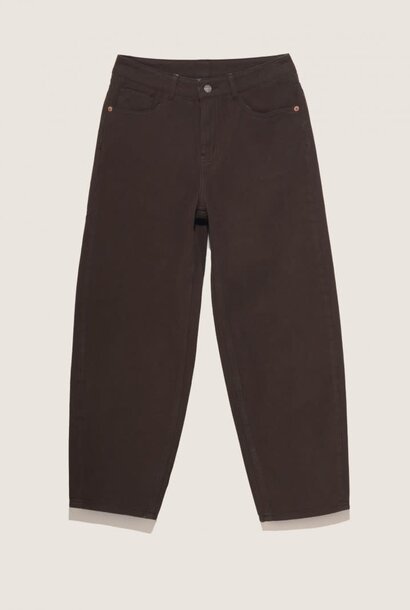 Bony mid waist barrel denim Brown