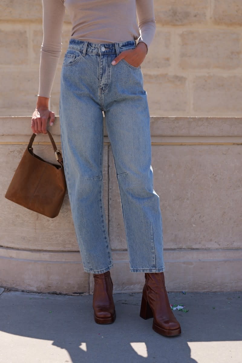 Brandy slim balloon denim Mid Blue Stone-1