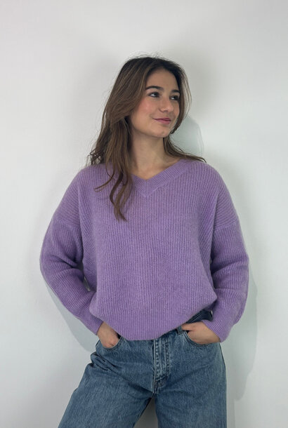 Louna v-neck knitted pull Lila (3287)