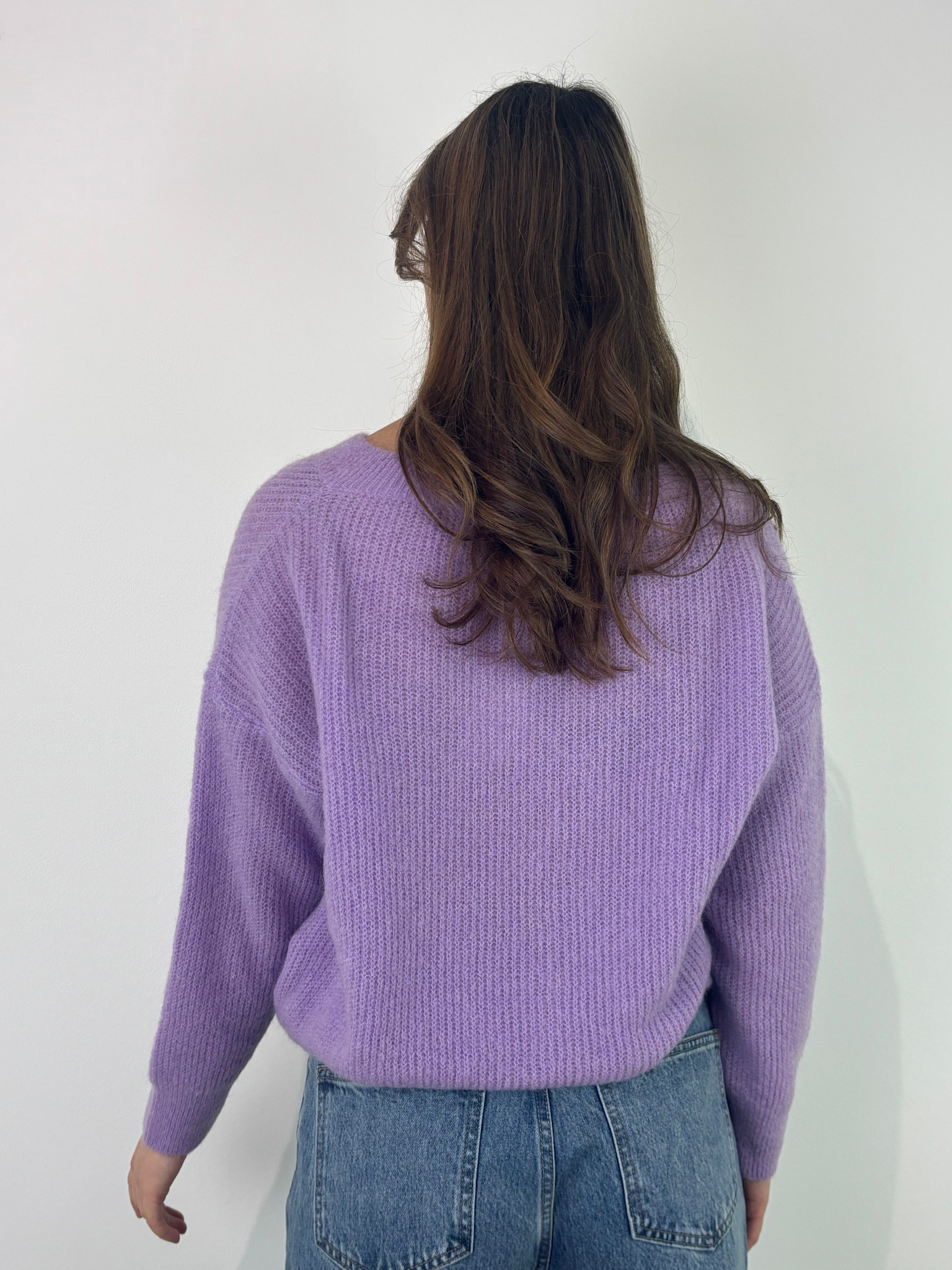 Louna v-neck knitted pull Lila-2