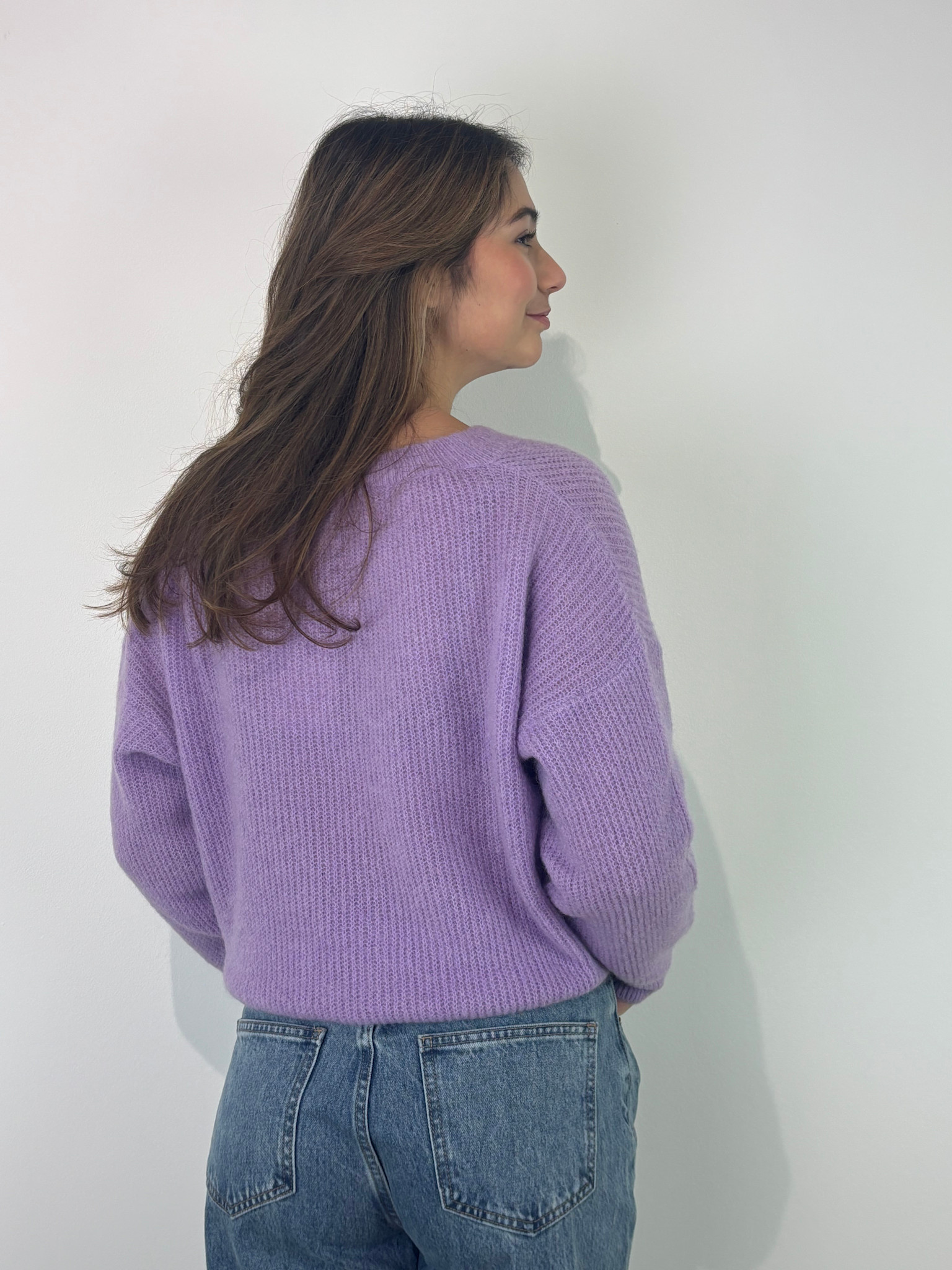 Louna v-neck knitted pull Lila-3