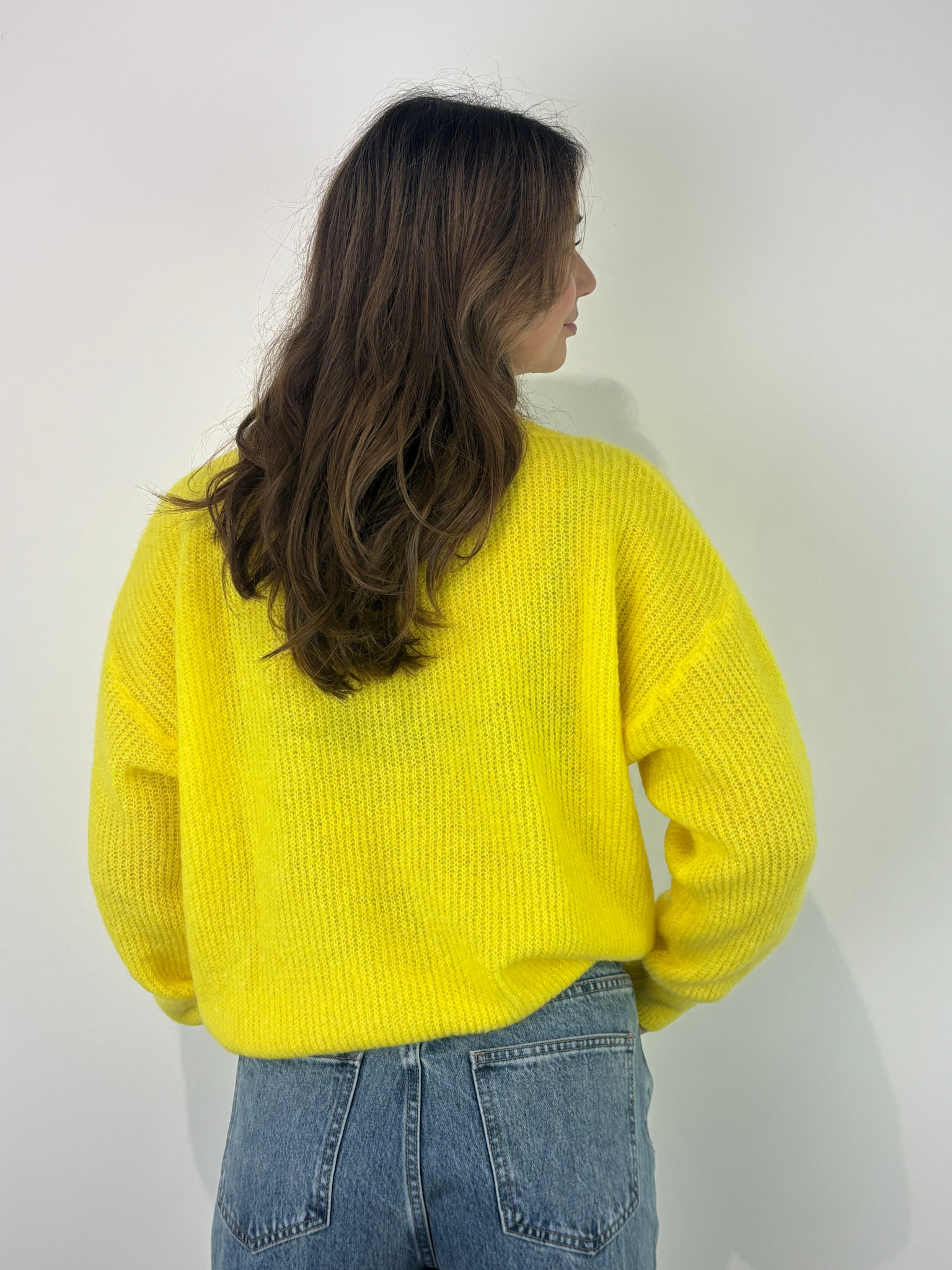 Louna v-neck knitted pull Bright Yellow-2