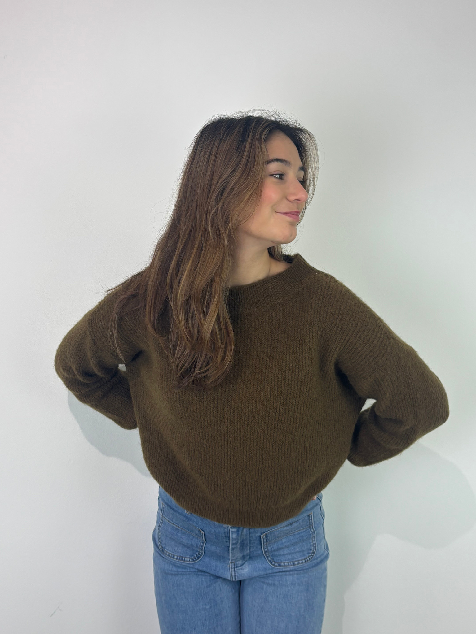 Thaïs short boatneck Bronze Olive-1