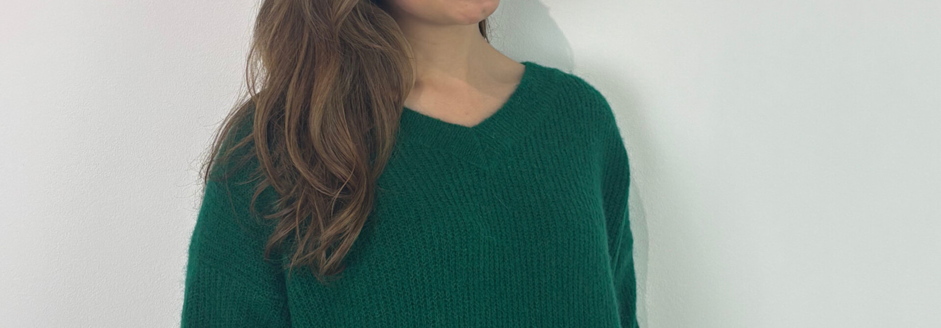 Louna v-neck knitted pull Bottle Green