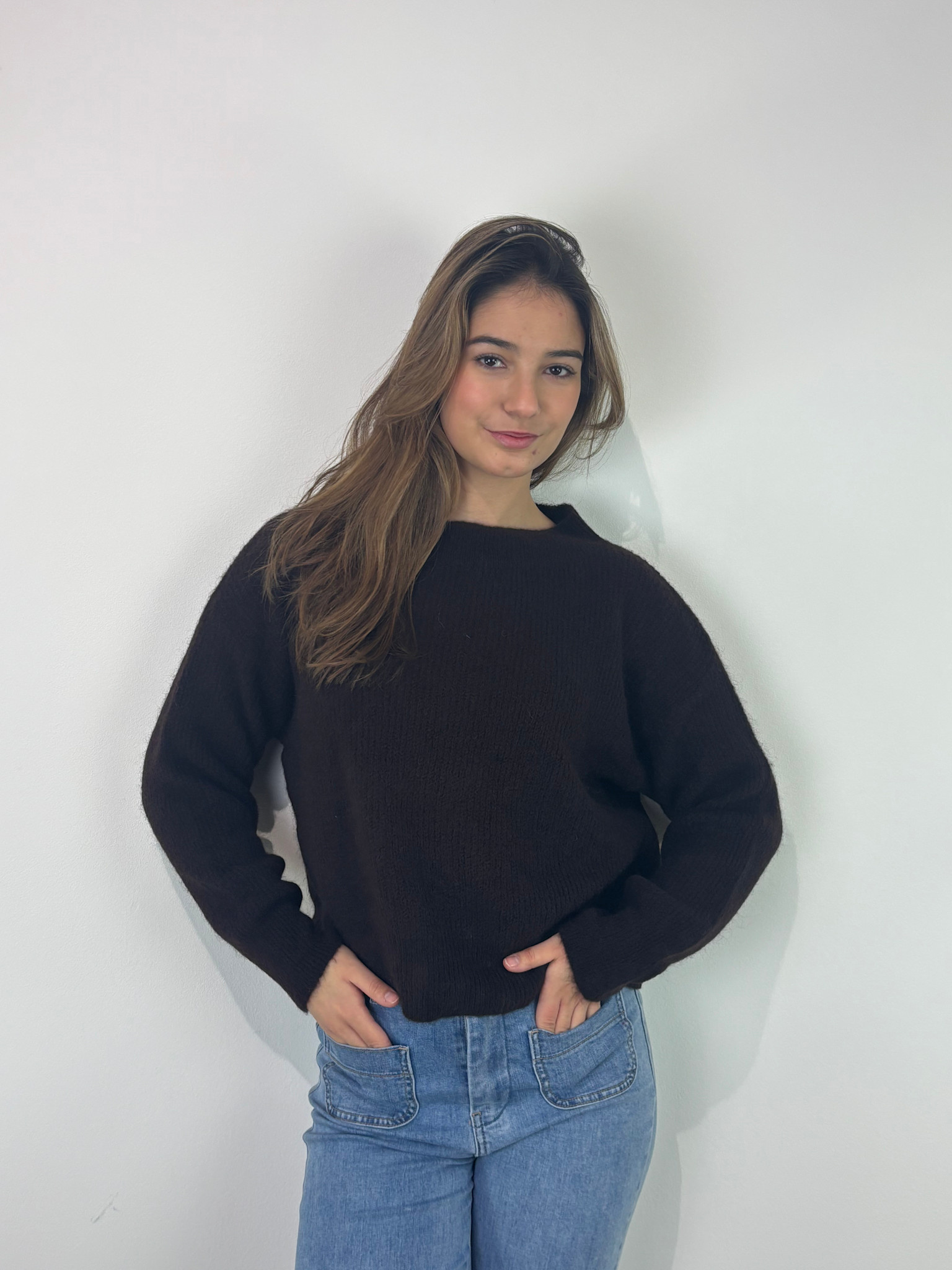 Thaïs short boatneck Brown Choco-1