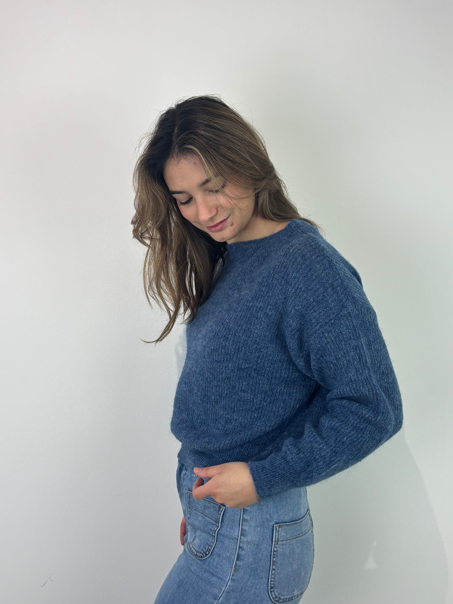 Thaïs short boatneck Denim Blue-2