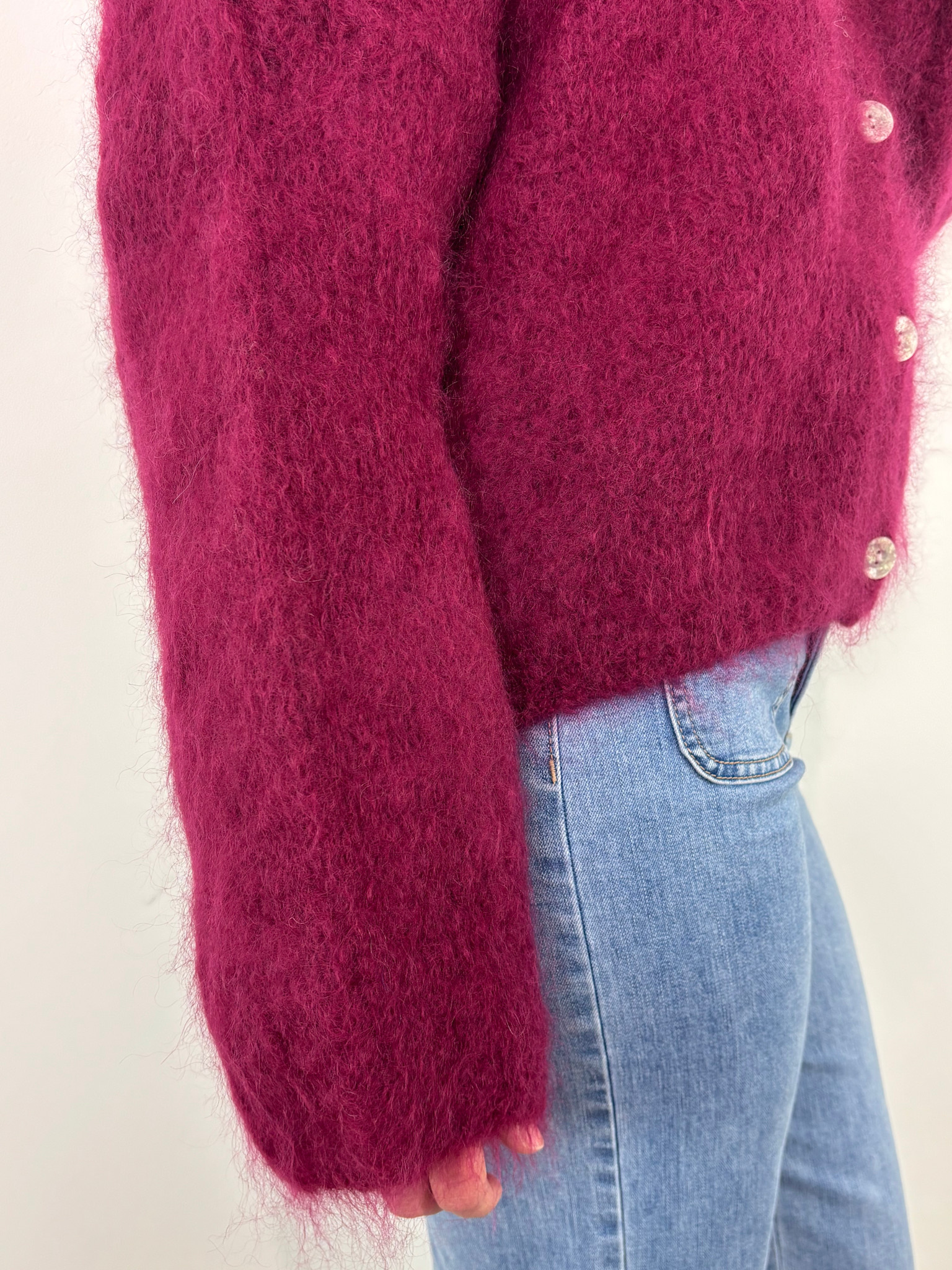 Noba oversized fluffy cardigan Burgundy-6