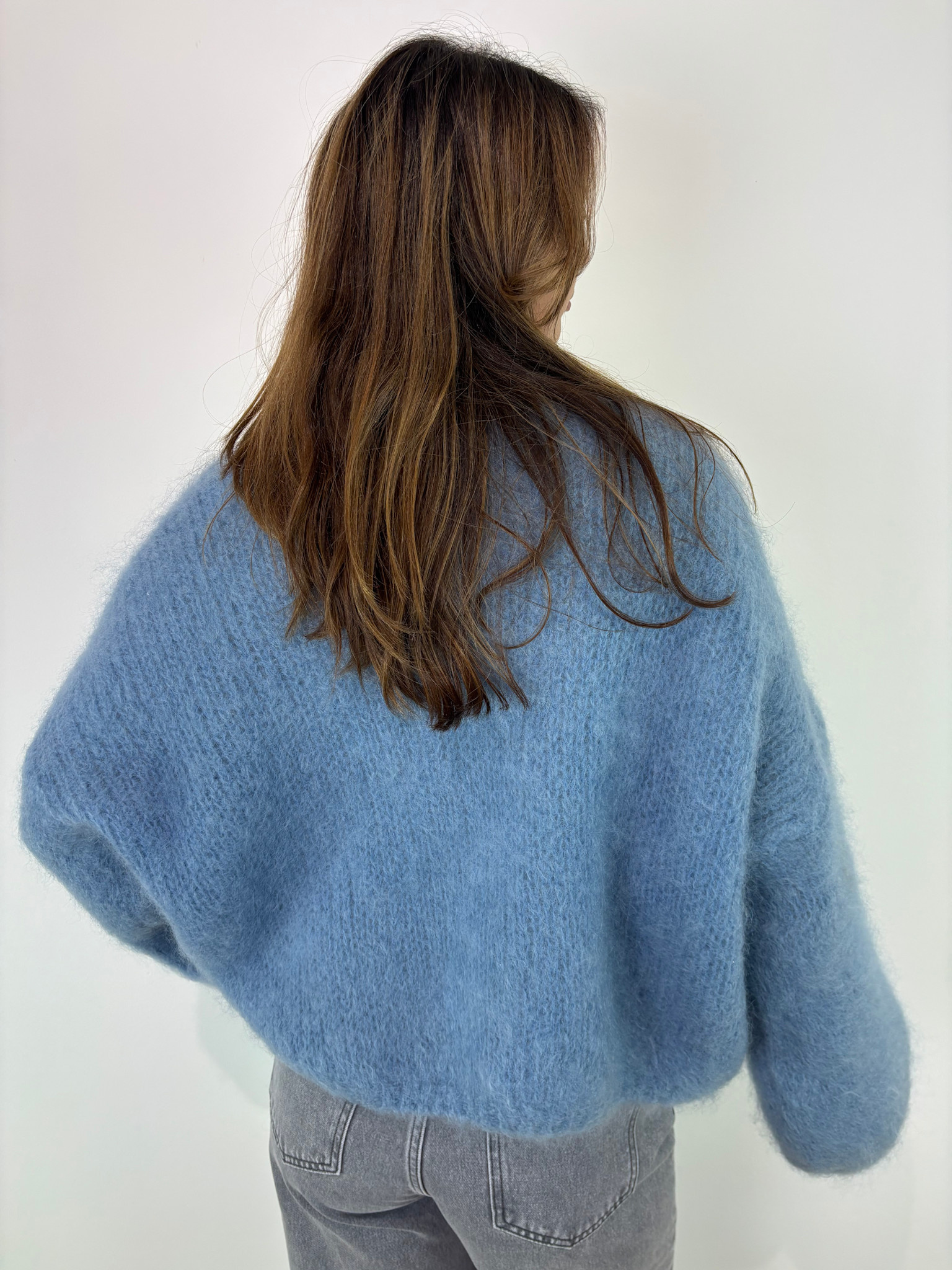 Noba oversized fluffy cardigan Denim-3