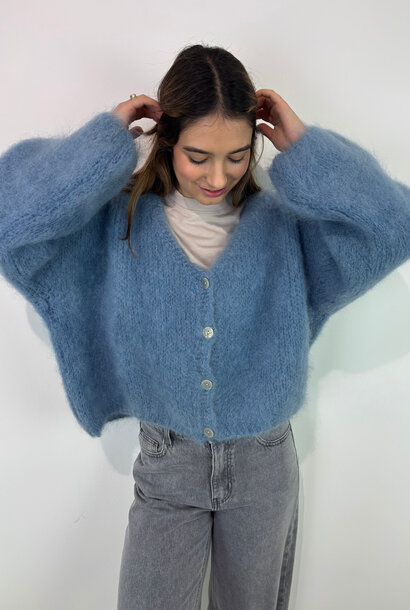 Noba oversized fluffy cardigan Denim