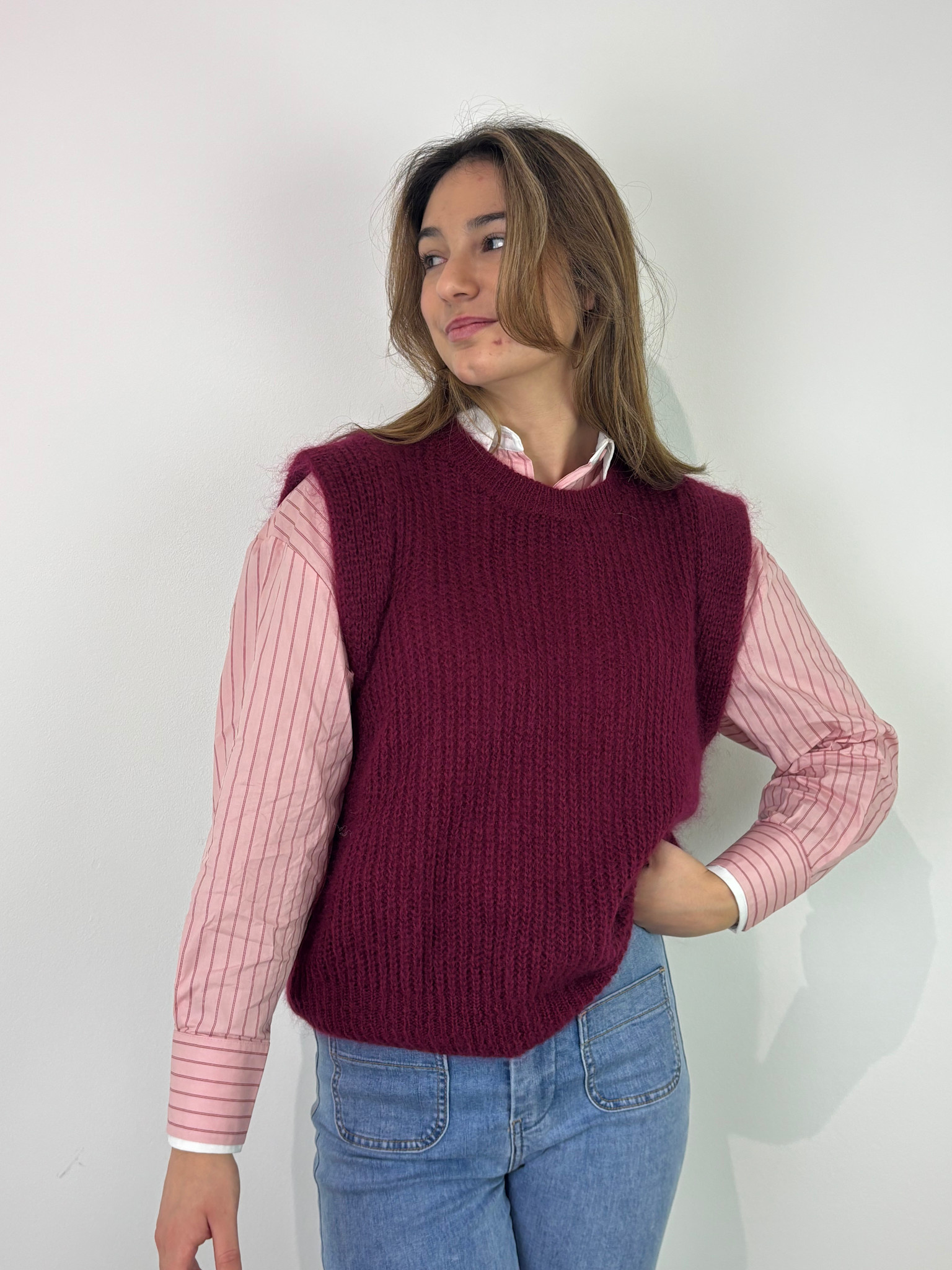 Sam knit spencer Burgundy-1