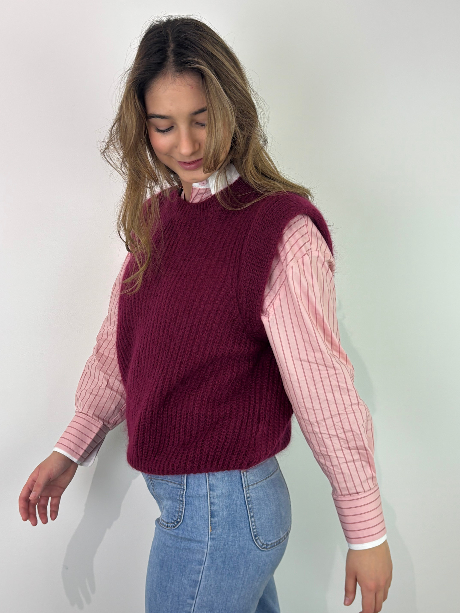 Sam knit spencer Burgundy-2