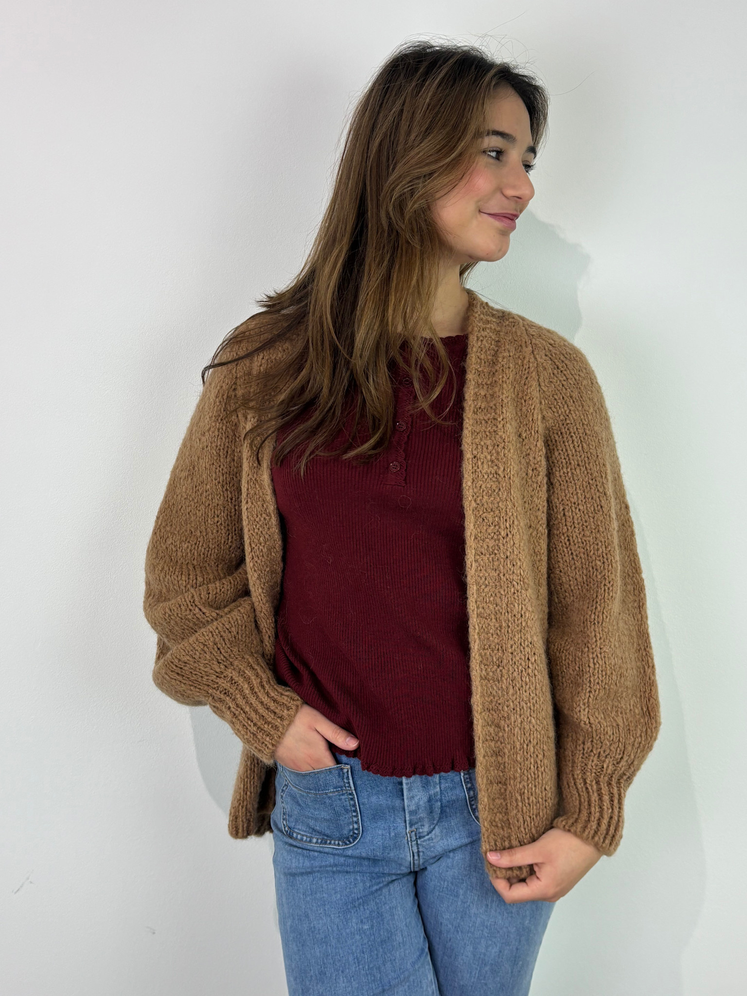 Sohvi short bernadette ballon sleeve Camel-1